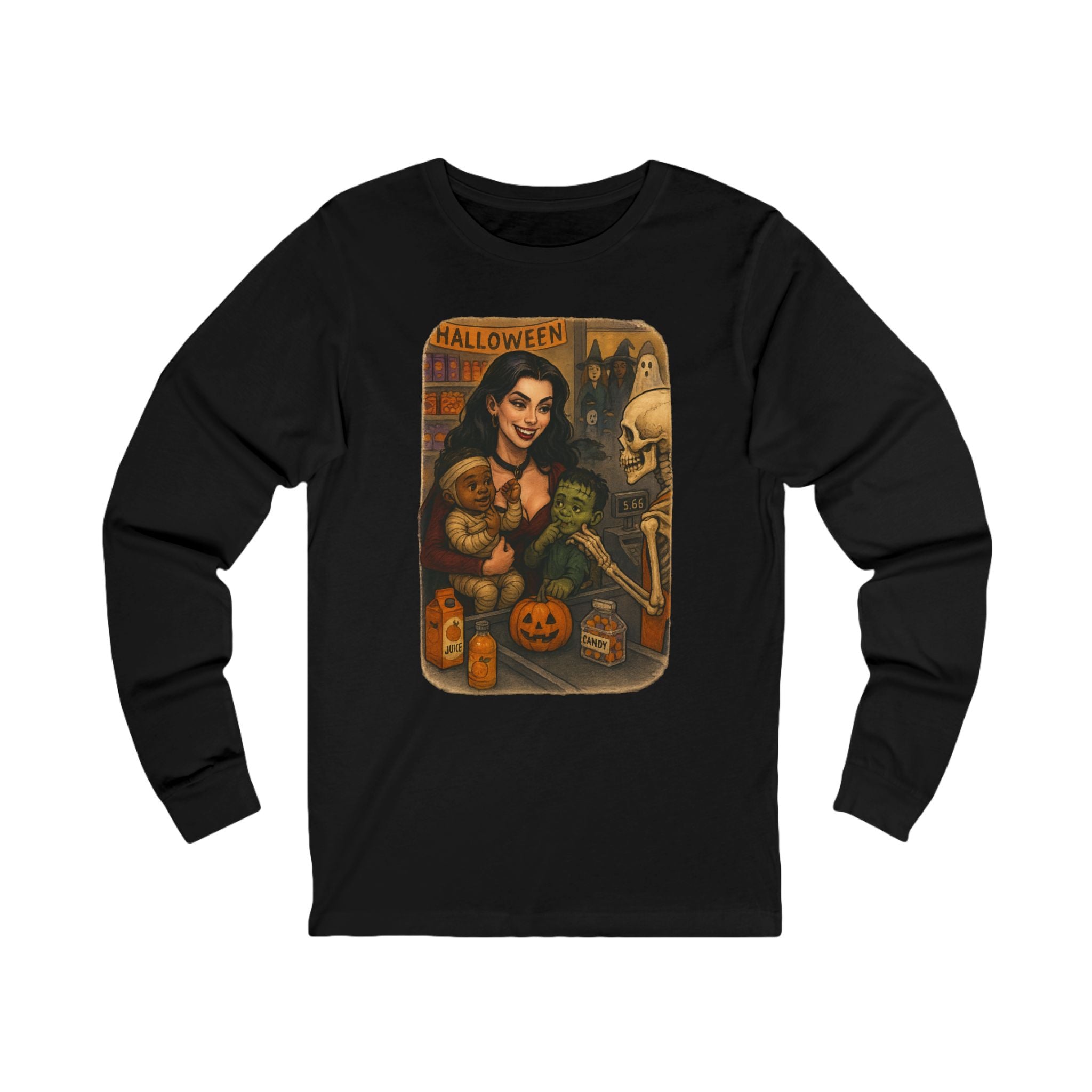 Halloween Graphic Unisex Long Sleeve Tee, Vintage Halloween Costume Shirt, Mommy daily life