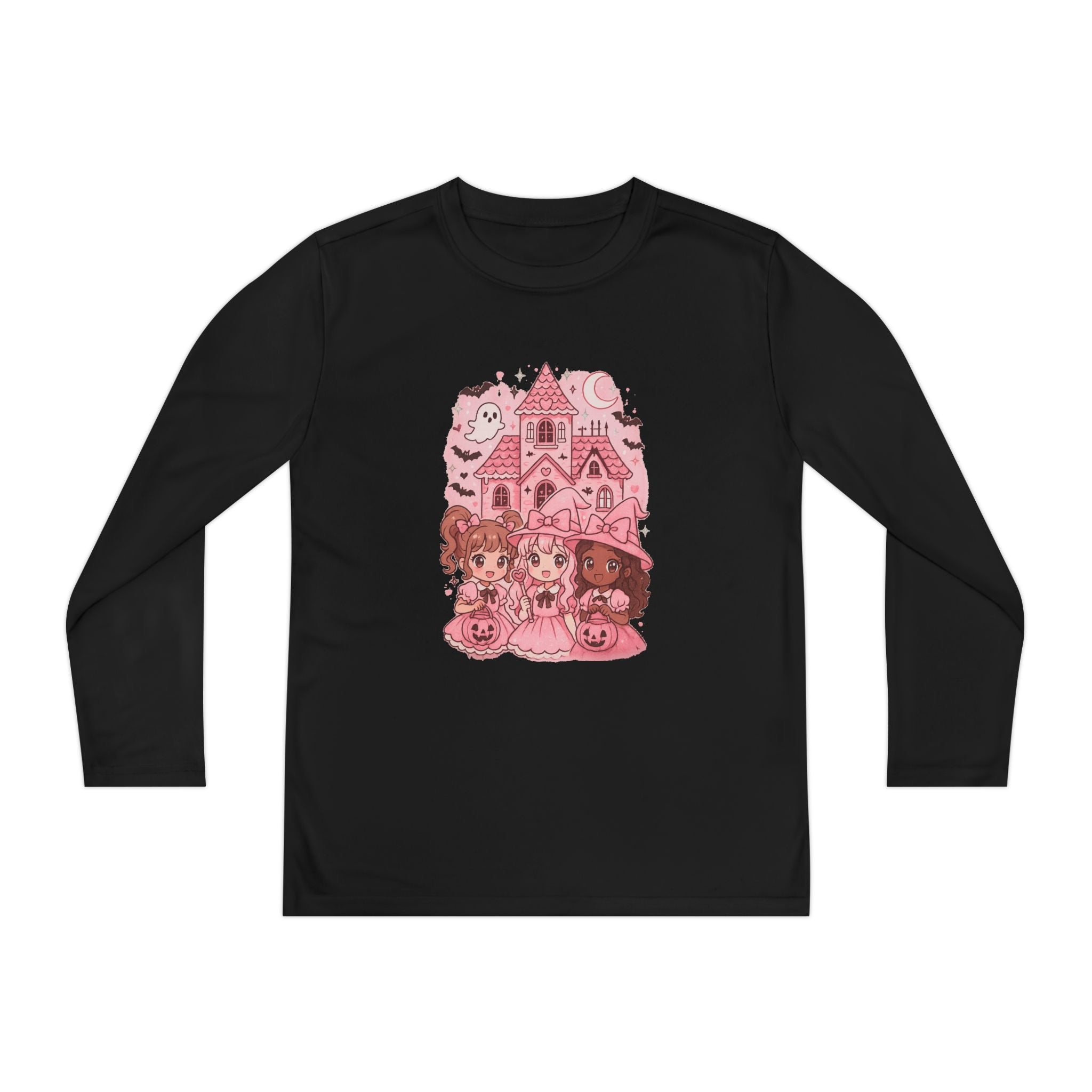 Anime Cartoon, Cute Girls Halloween Long Sleeve Tee, Trick or Treat Shirt, Kids Holiday Apparel, Fall Fashion for Girls