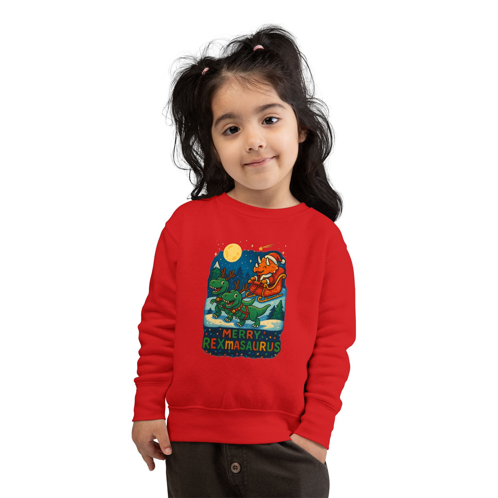 Merry Rexmasaurus Toddler Sweatshirt — Cute Santa T-Rex Holiday Sweatshirt