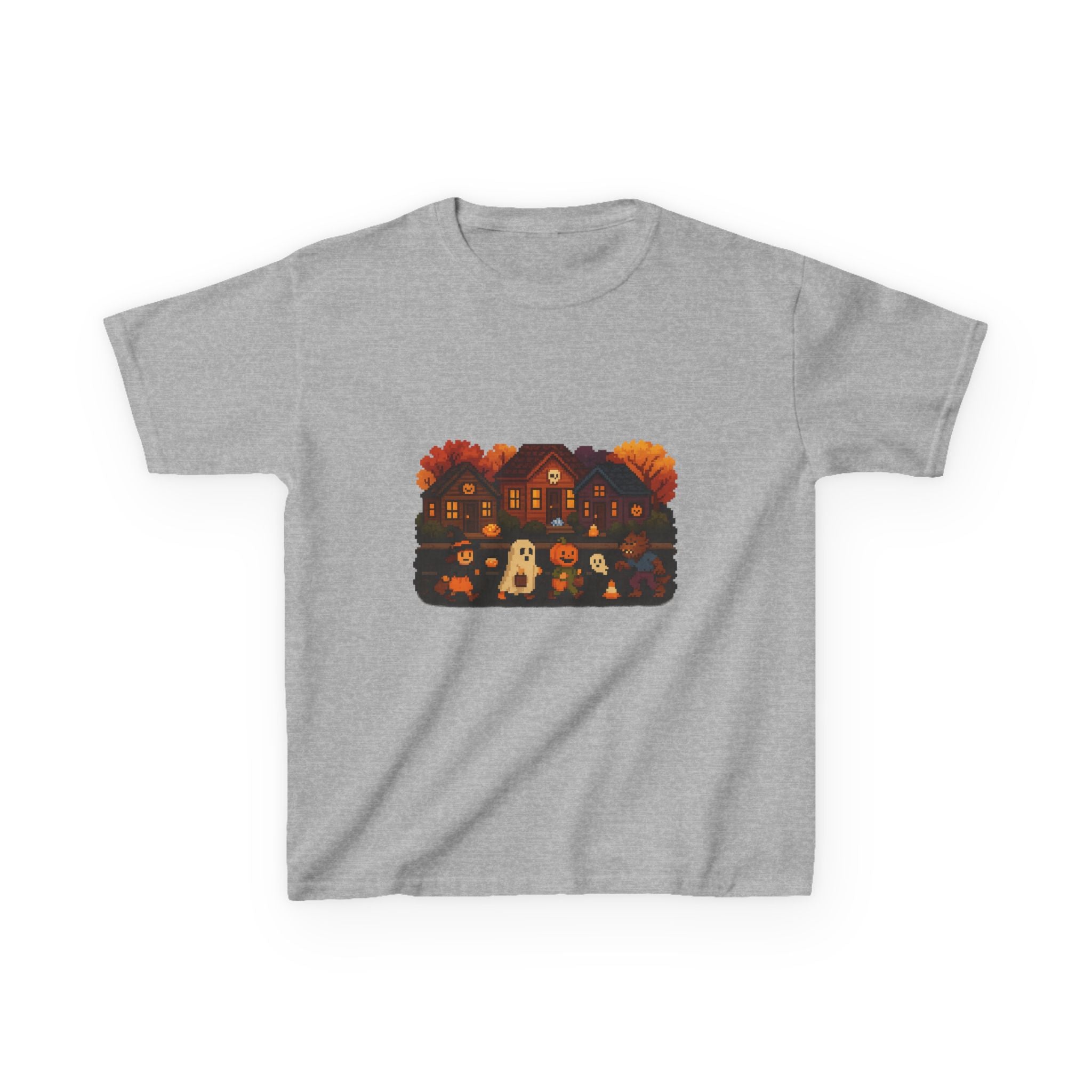 Halloween-Themed Kids Tee, Cute Spooky Ghost Shirt, Vintage Video Game, Trick-or-Treat Apparel T-Shirt