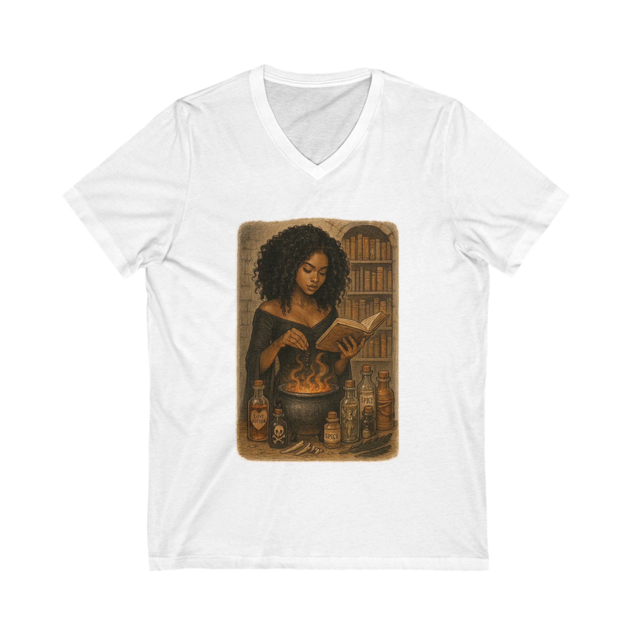 Mystical Reader V-Neck Tee, Witchy Graphic Shirt, Book Lover Gift, Dark Romance Book, Fall Fashion, Halloween Attire