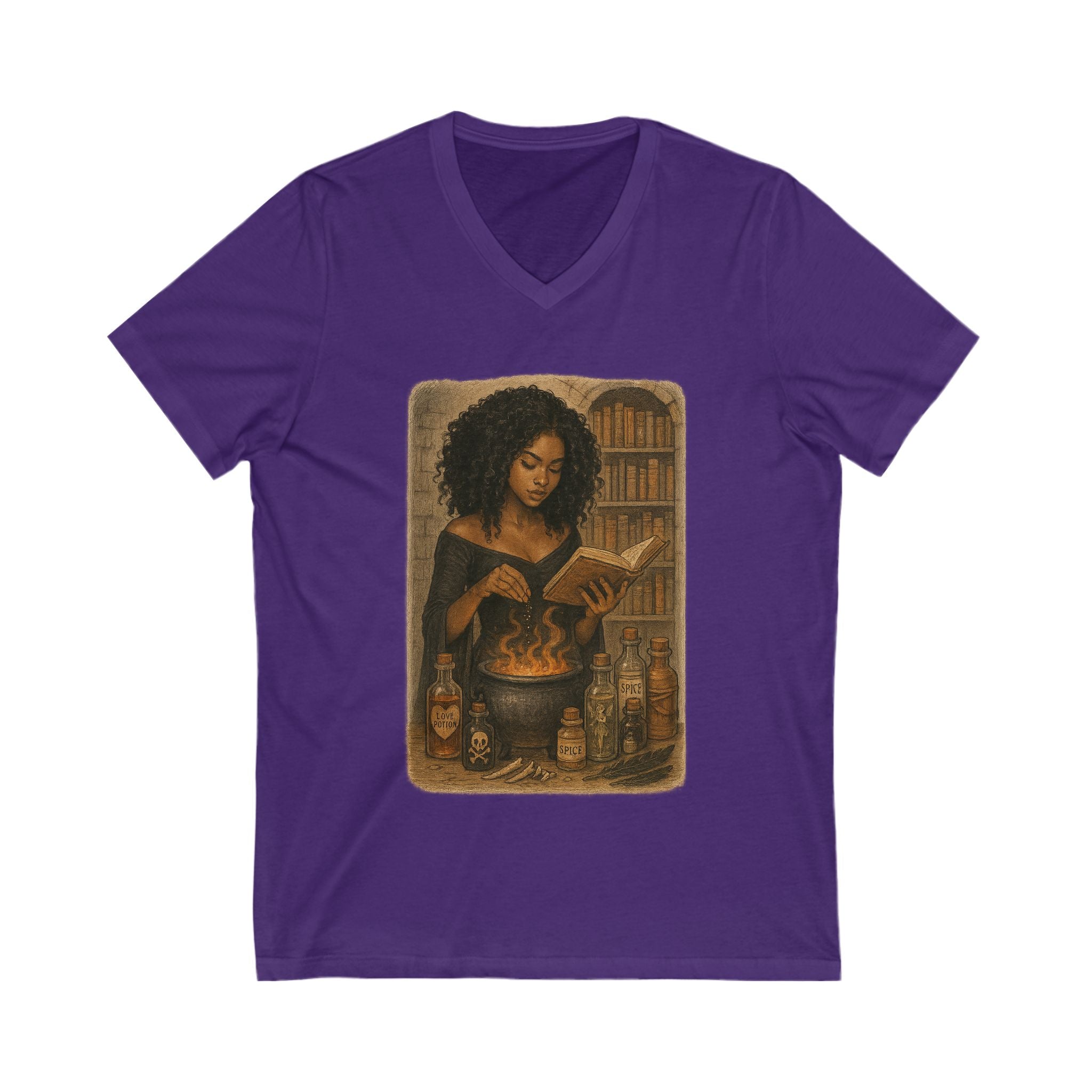 Mystical Reader V-Neck Tee, Witchy Graphic Shirt, Book Lover Gift, Dark Romance Book, Fall Fashion, Halloween Attire