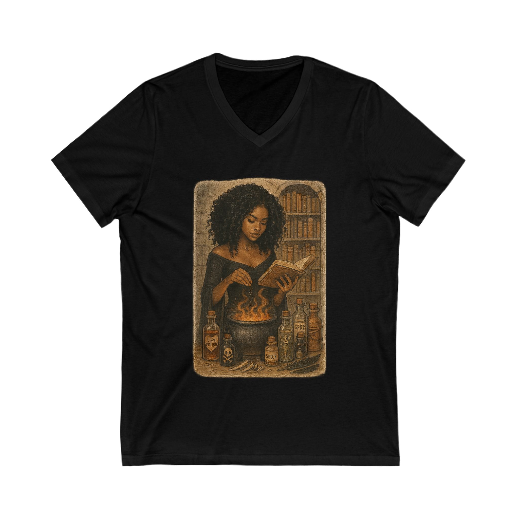Mystical Reader V-Neck Tee, Witchy Graphic Shirt, Book Lover Gift, Dark Romance Book, Fall Fashion, Halloween Attire