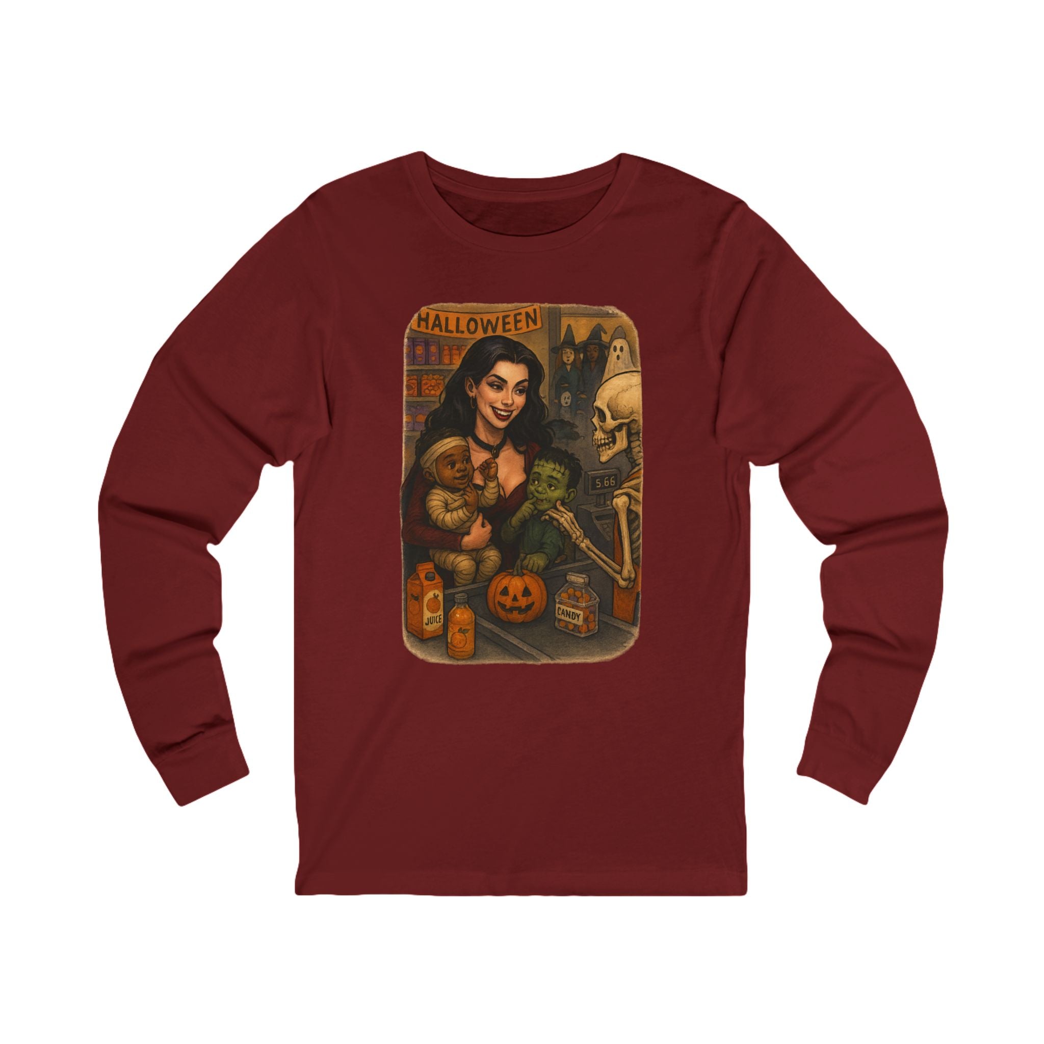 Halloween Graphic Unisex Long Sleeve Tee, Vintage Halloween Costume Shirt, Mommy daily life