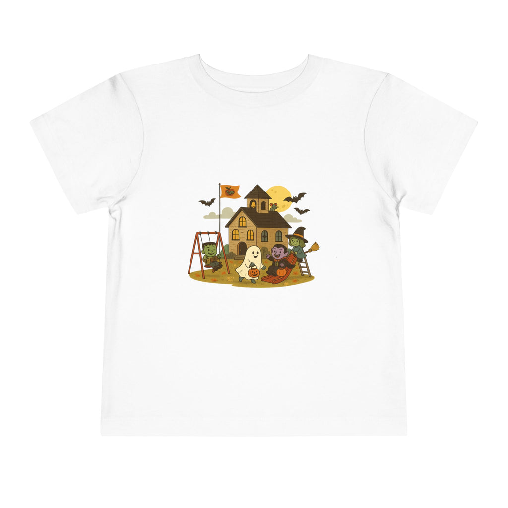 Halloween Toddler Short Sleeve Tee, Cute Kids Halloween Shirt, Spooky Playtime Top