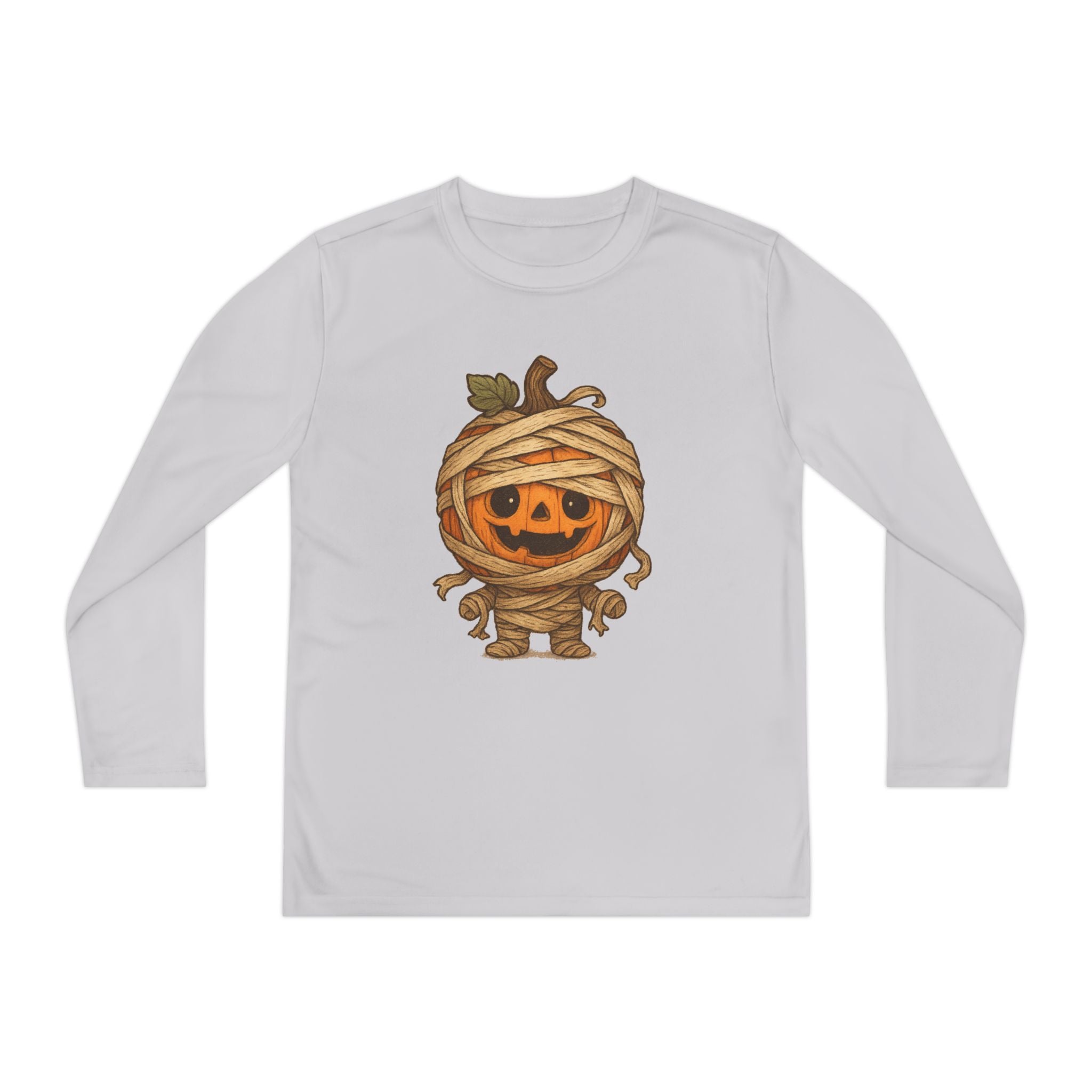 Mummy Pumpkin Youth Long Sleeve Tee, Perfect for Halloween, Kids Apparel, Autumn Style