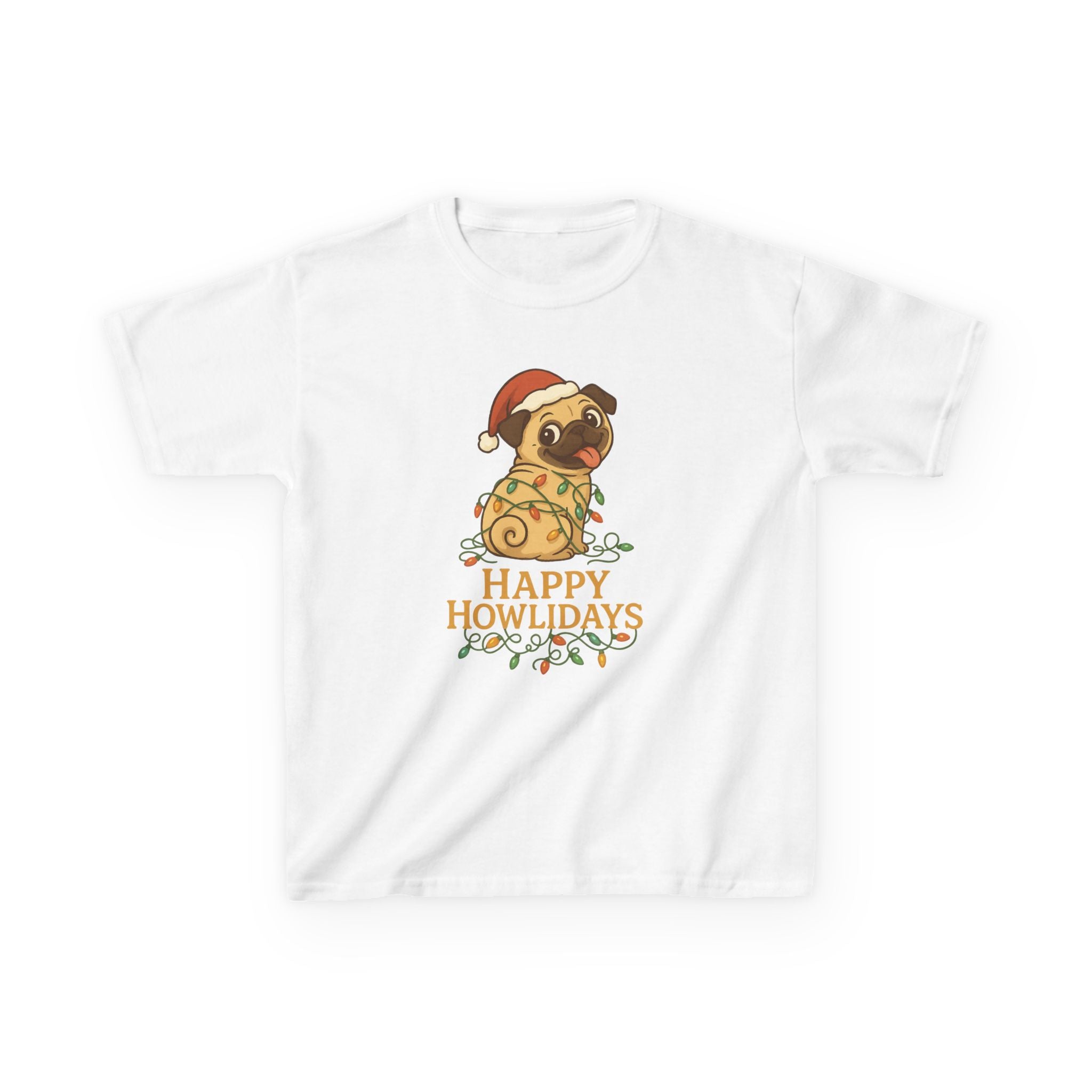 Happy Howlidays Pug Dog Christmas Holiday Kids T-Shirt