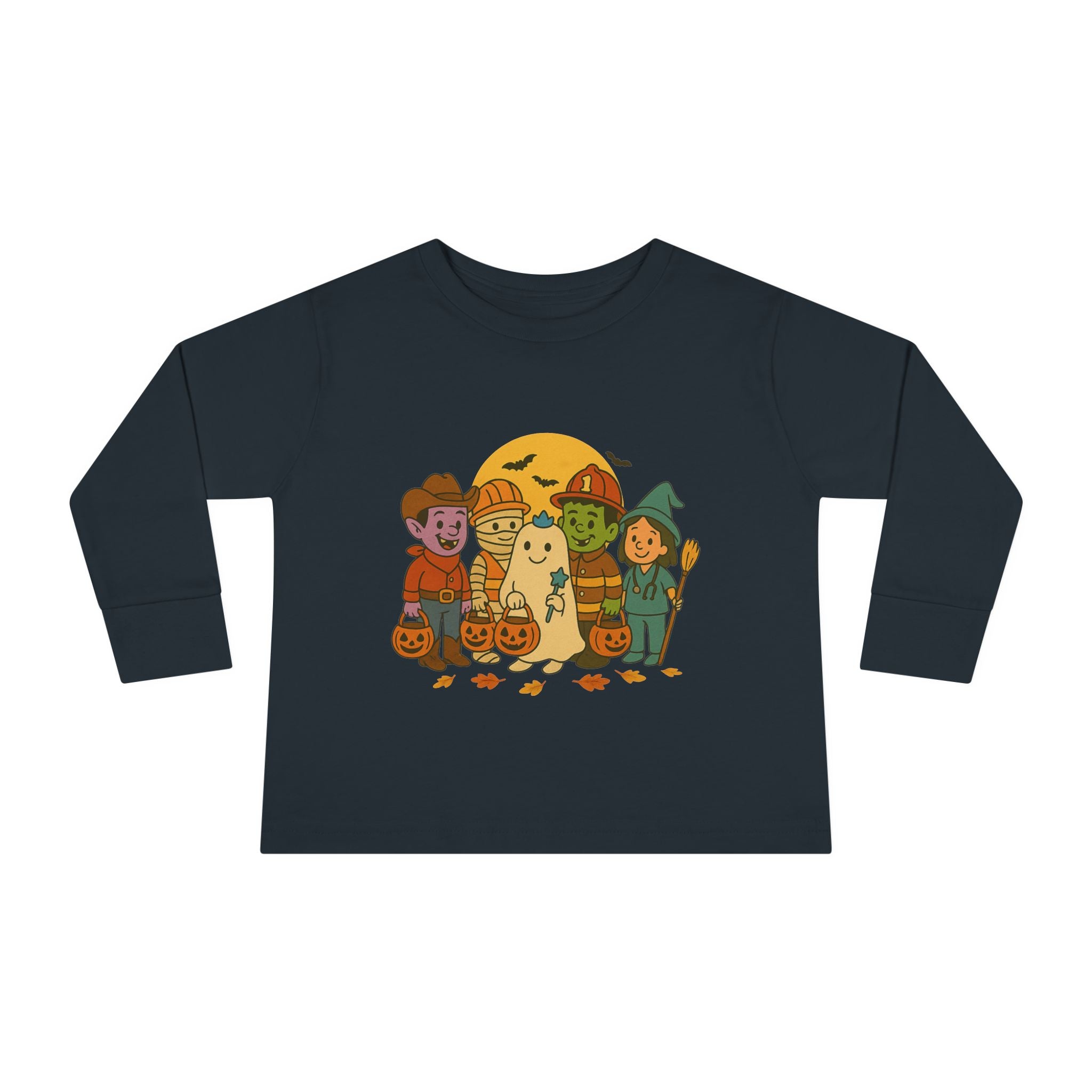 Halloween Toddler Tee, Cute Ghost Costume Shirt, Unisex Long Sleeve Top for Kids, Fall Festivals