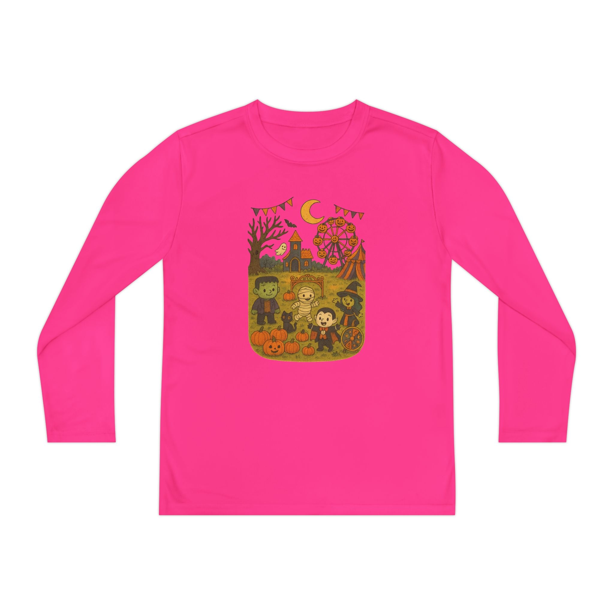 Spooky Halloween Youth Long Sleeve Tee, Fall T-Shirt, Trick-or-Treat Shirt, Kids Costume Top, Halloween Party Wear
