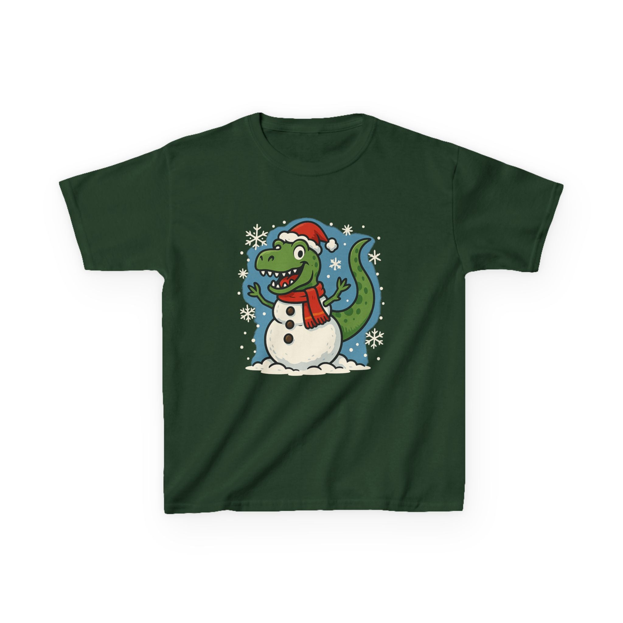Kids Dinosaur Snowman Christmas Holiday T-Shirt