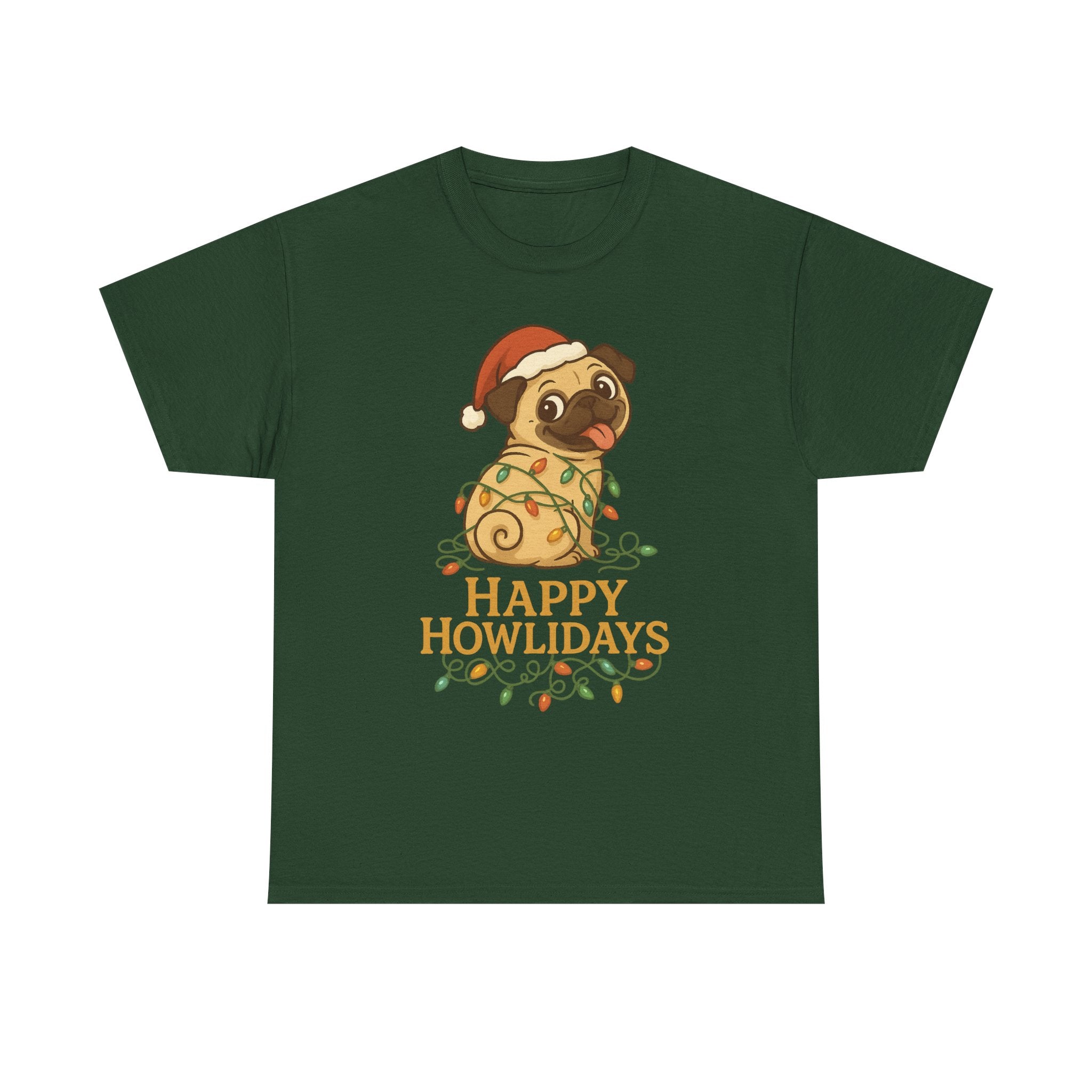 Festive Pug Dog Christmas Holiday Tee