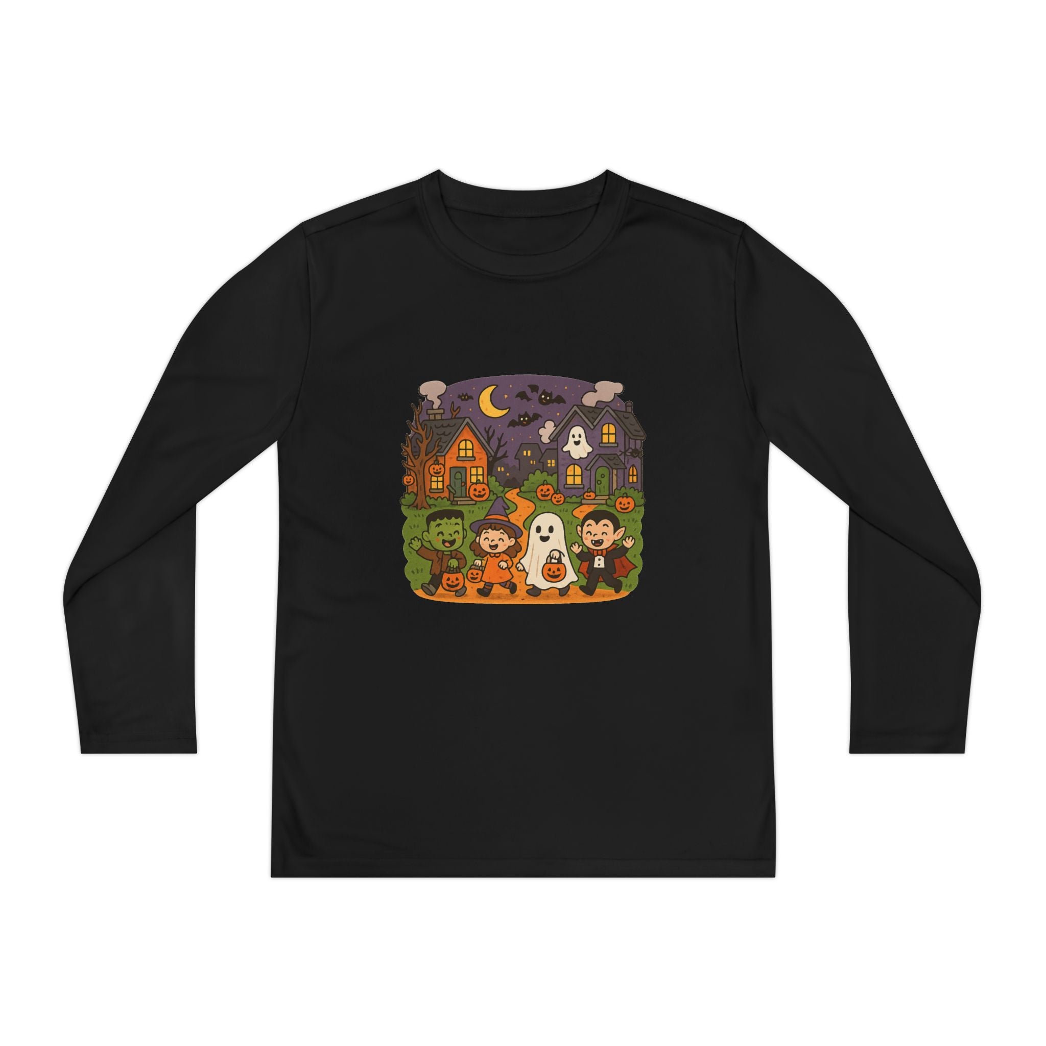 Spooky Halloween Youth Long Sleeve Tee Shirt, Fall Wardrobe Essential