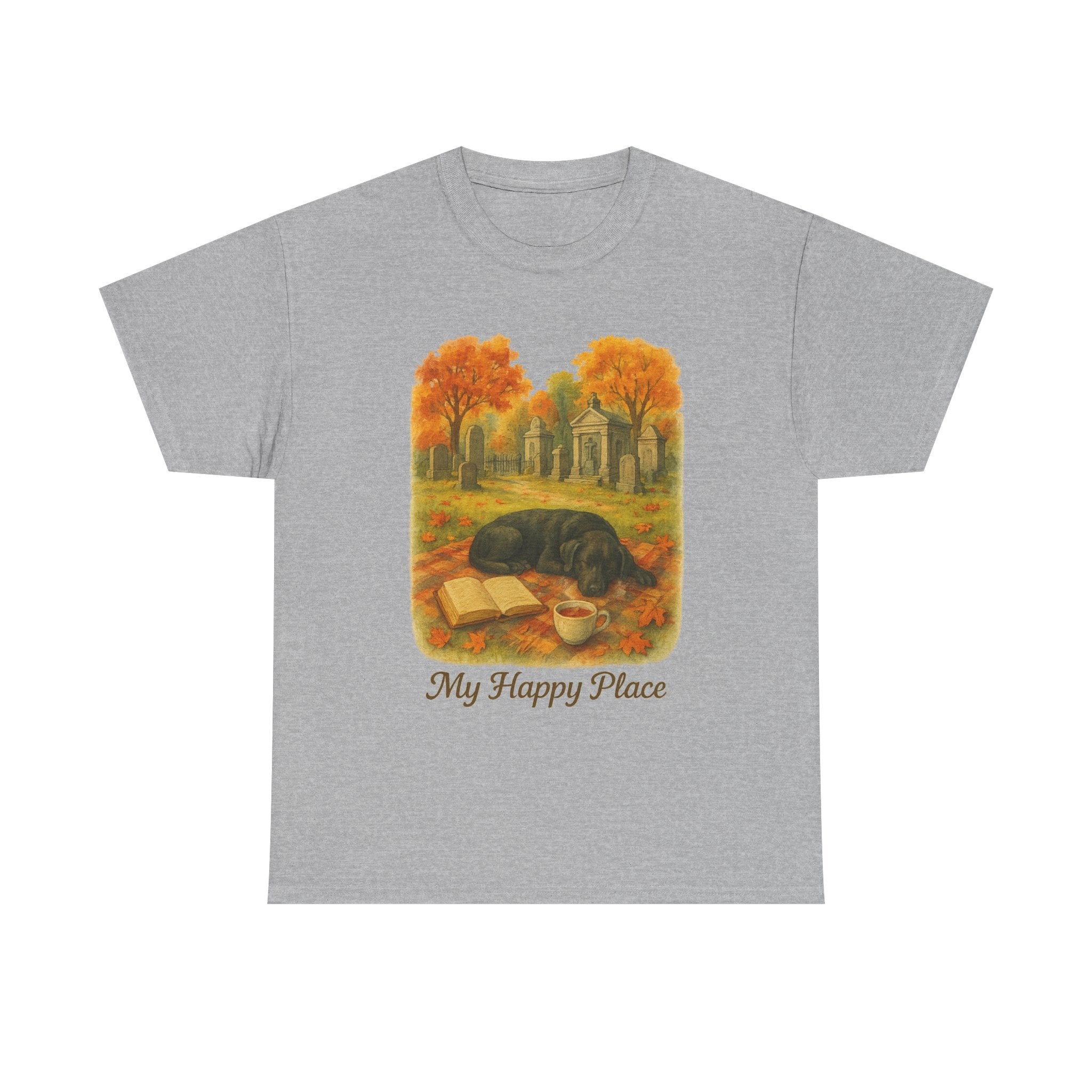 Autumn Serenity Tee, Cozy Cotton Shirt, Gift for Dog Lovers, Fall Apparel, Nature Vibes, My Happy Place t-shirt, Book Lovers