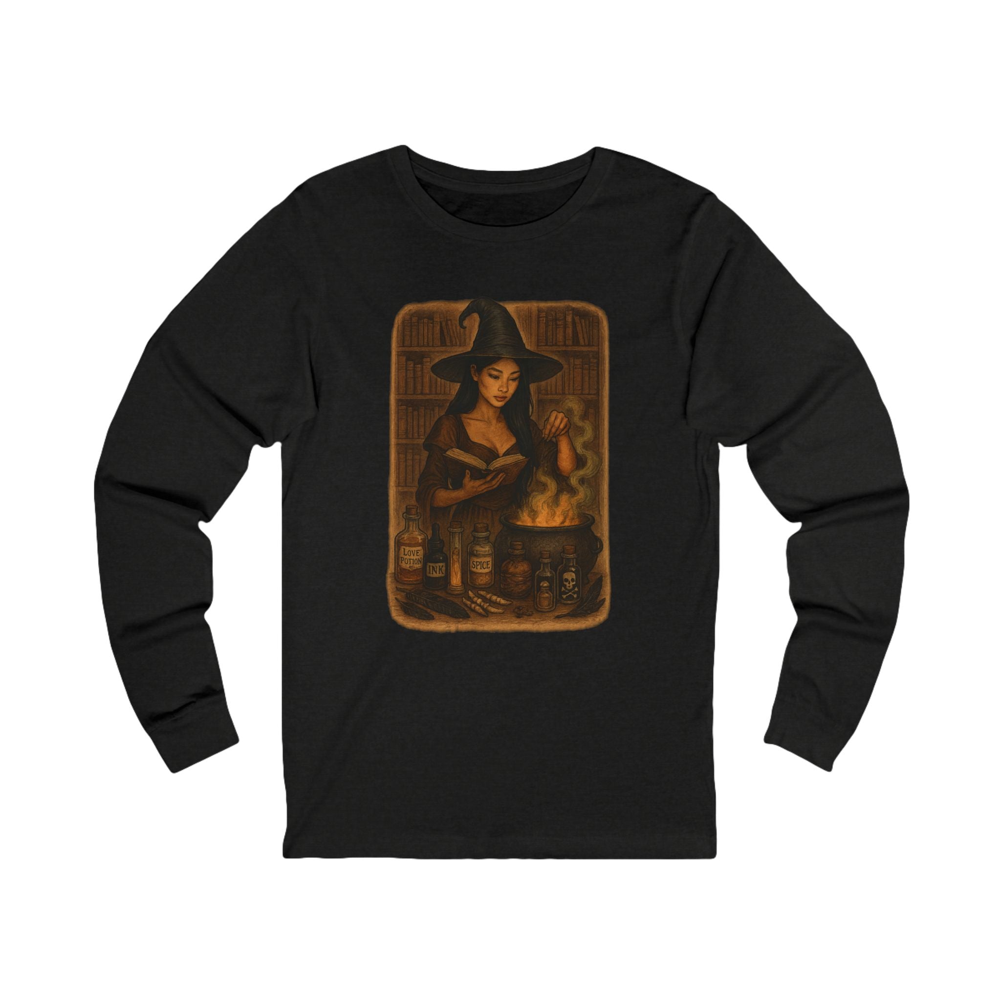 Witchy Charm Long Sleeve Tee, Dark Romance Book, Magical T-Shirt, Cozy Autumn Shirt, Halloween Apparel