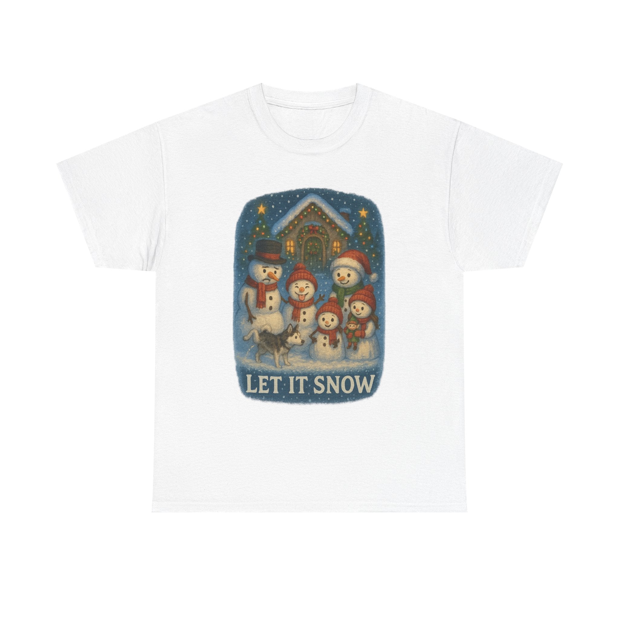 Festive Silly Snowman family  "Let It Snow" Holiday Christmas T-Shirt