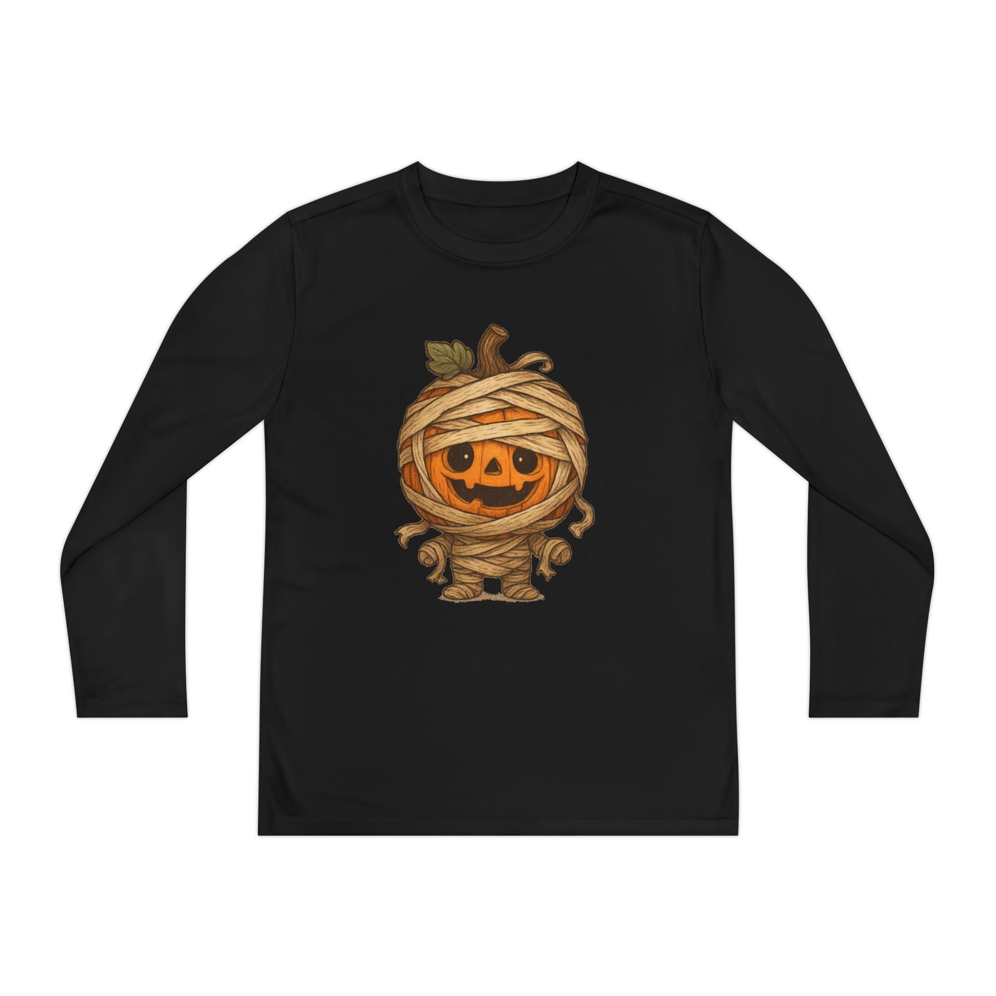 Mummy Pumpkin Youth Long Sleeve Tee, Perfect for Halloween, Kids Apparel, Autumn Style