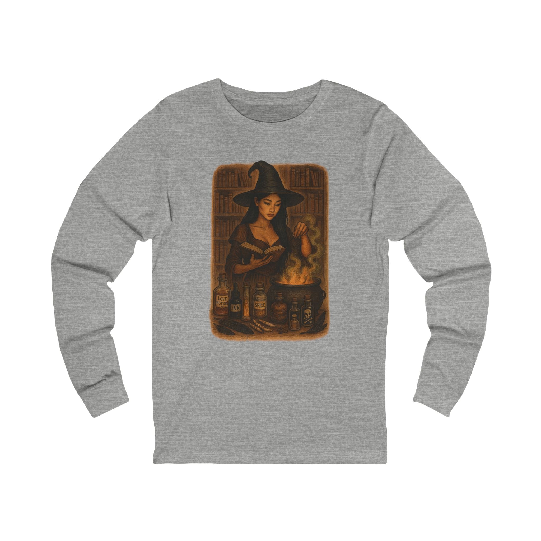 Witchy Charm Long Sleeve Tee, Dark Romance Book, Magical T-Shirt, Cozy Autumn Shirt, Halloween Apparel