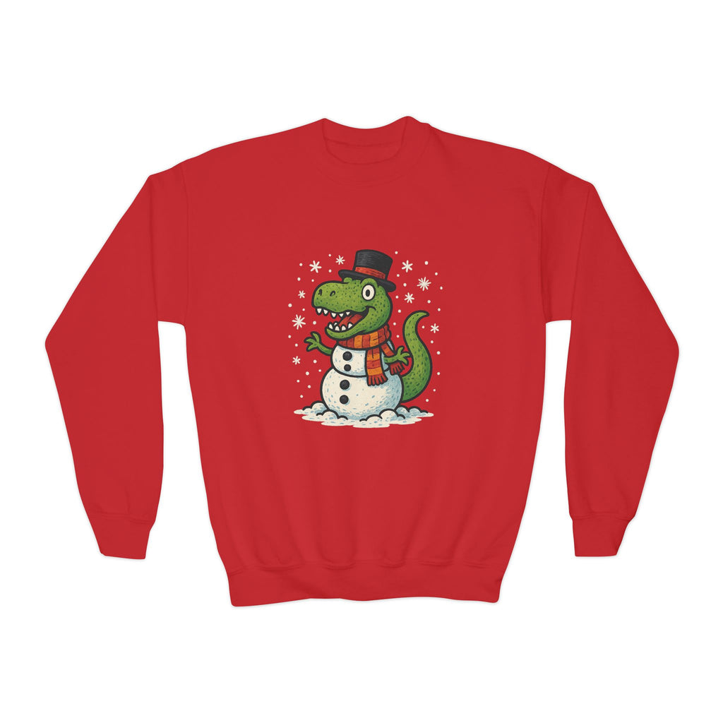 Cute T-Rex Snowman Christmas Holiday Kids Sweatshirt