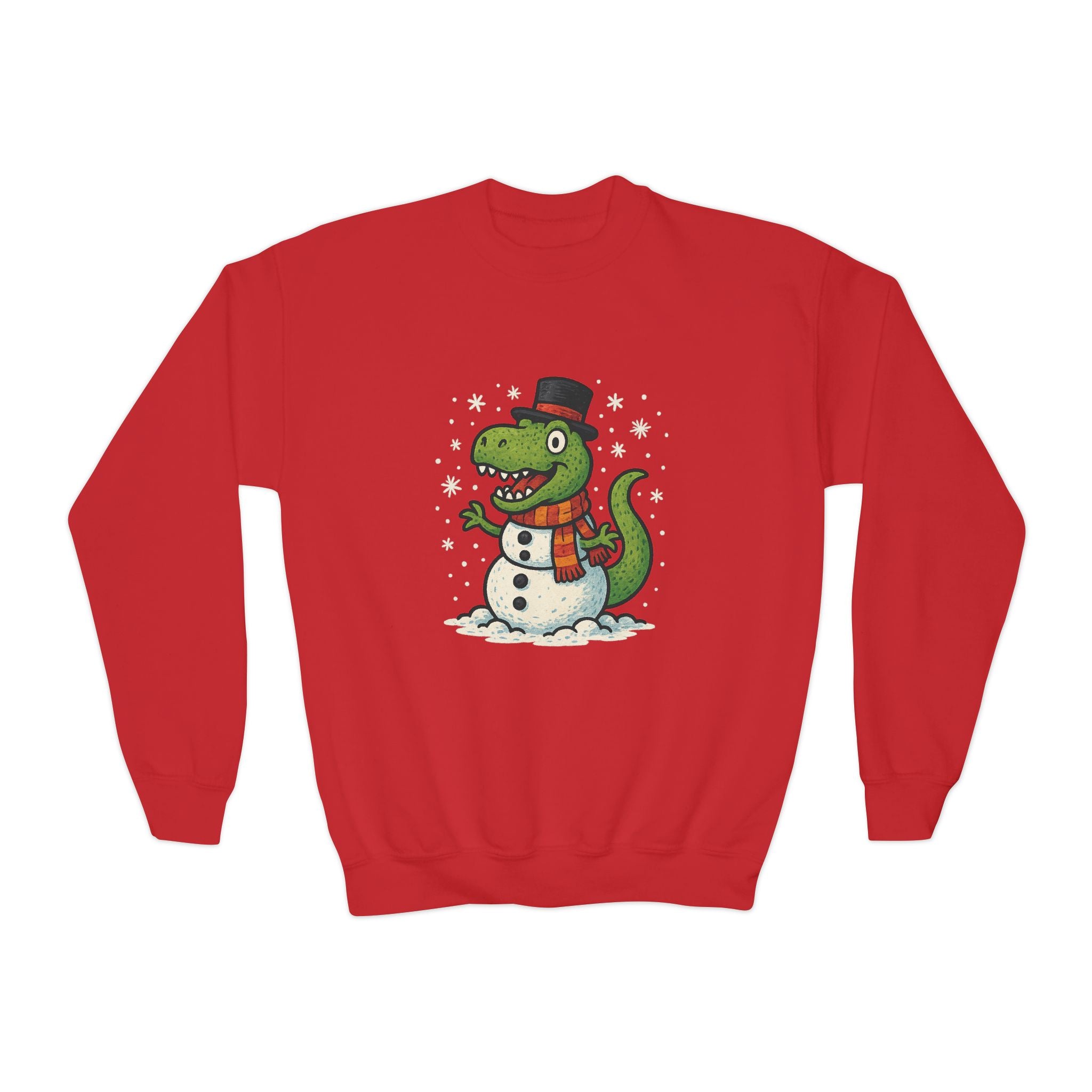 Cute T-Rex Snowman Christmas Holiday Kids Sweatshirt