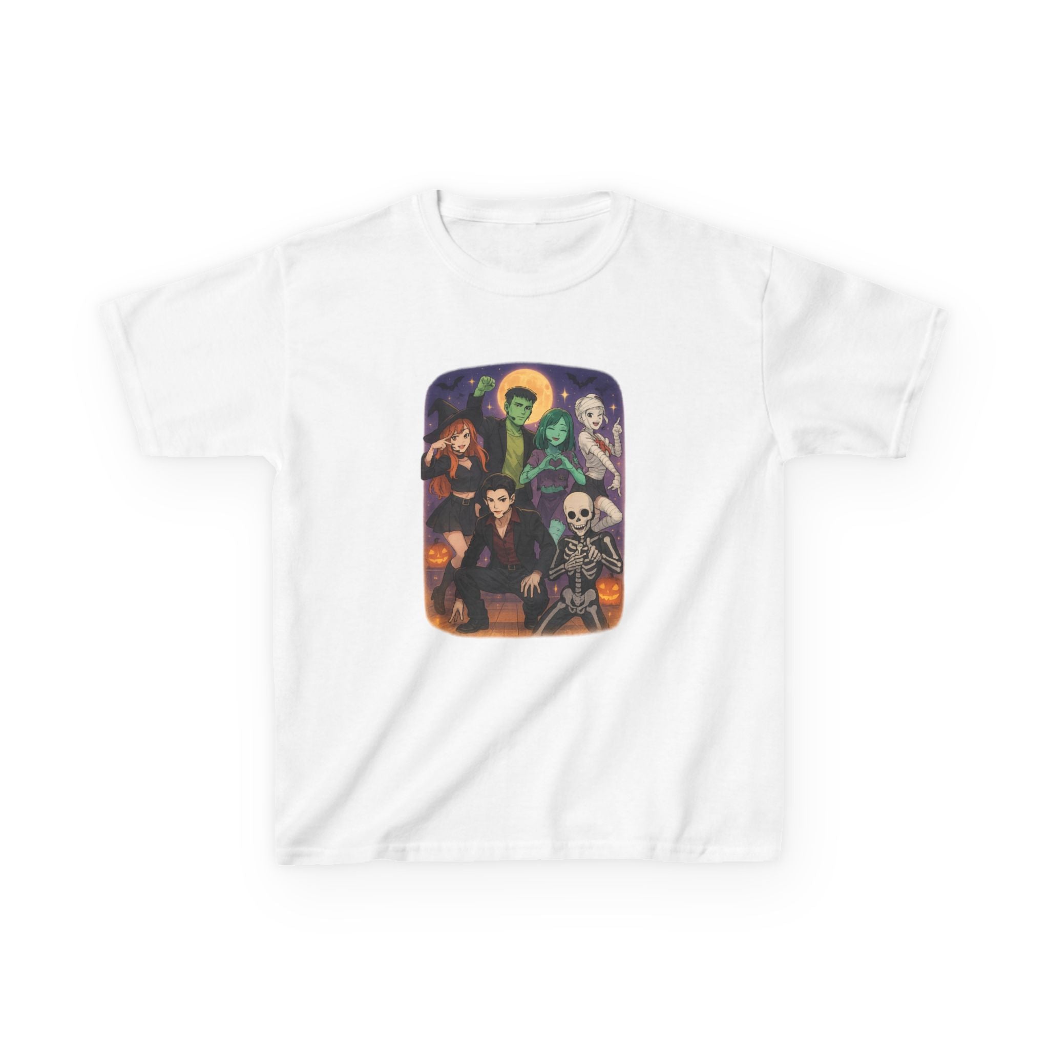 K Pop Anime Kids Halloween Adventure Tee - Spooky Character Kids Shirt, Cute Kids Tee, Fun Partywear