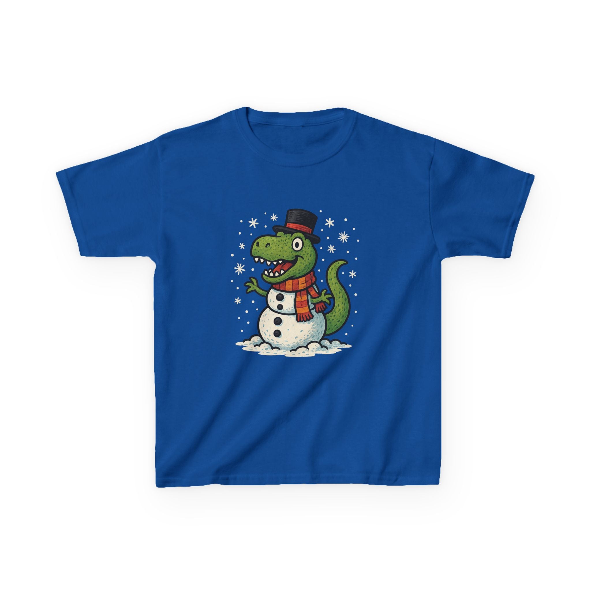 Cute T-Rex Snowman Holiday Tee (Christmas Dino with Scarf & Top Hat) Shirt