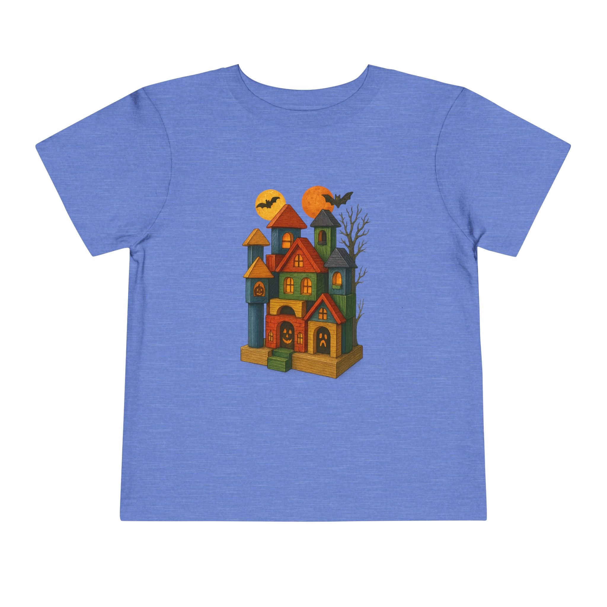 Spooky Wood Blocks Castle Halloween Haunted House Toddler T-Shirt, Kids Apparel