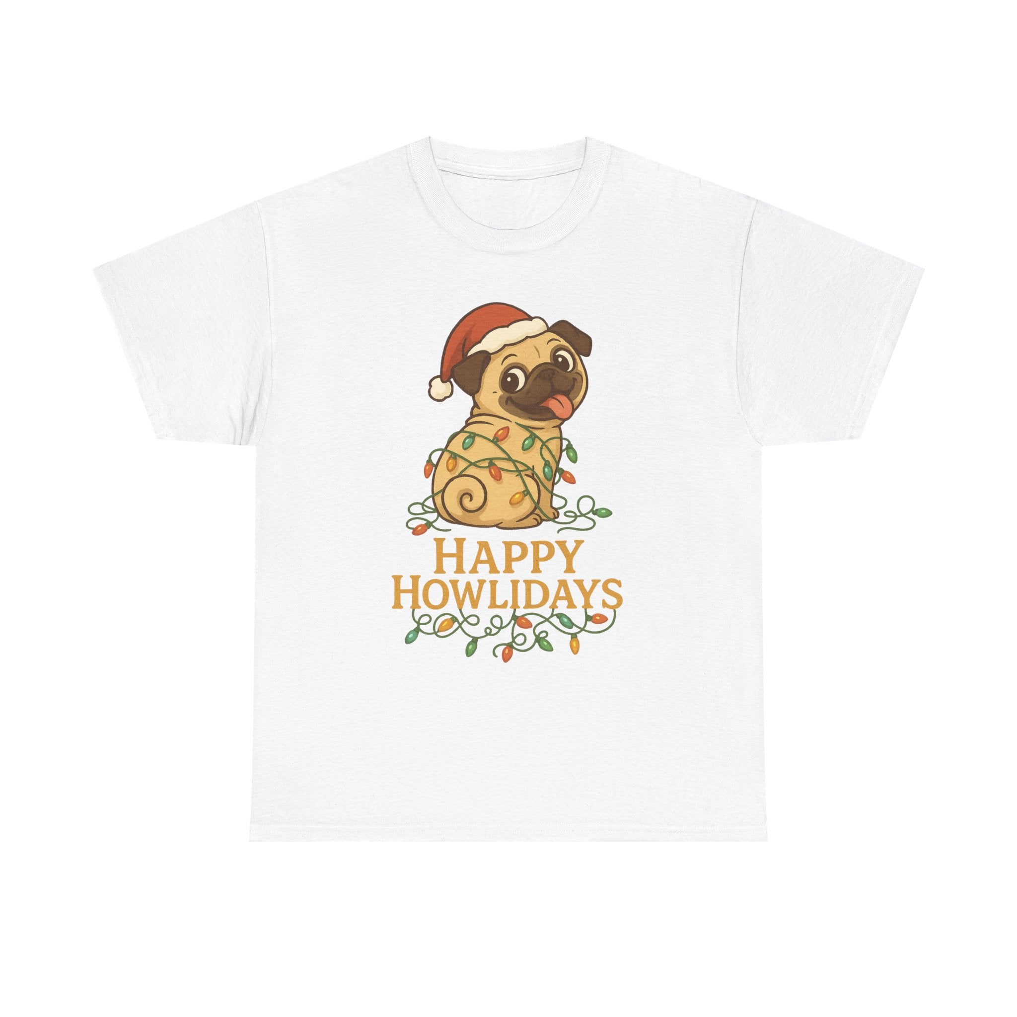 Festive Pug Dog Christmas Holiday Tee