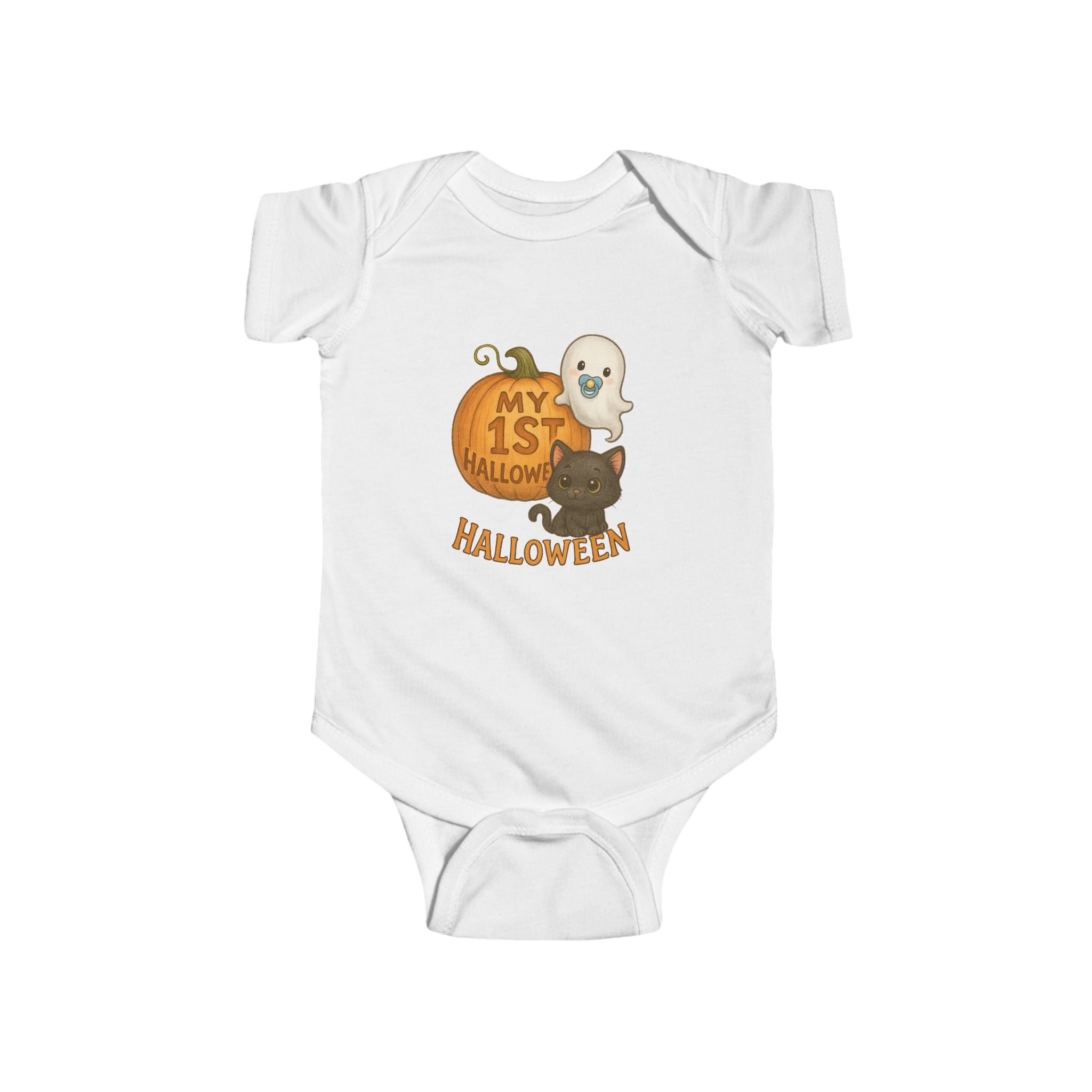 Baby Halloween Bodysuit, Cute Infant Outfit, 1st Halloween Costume, Ghost Pumpkin Design, Baby Shower Gift