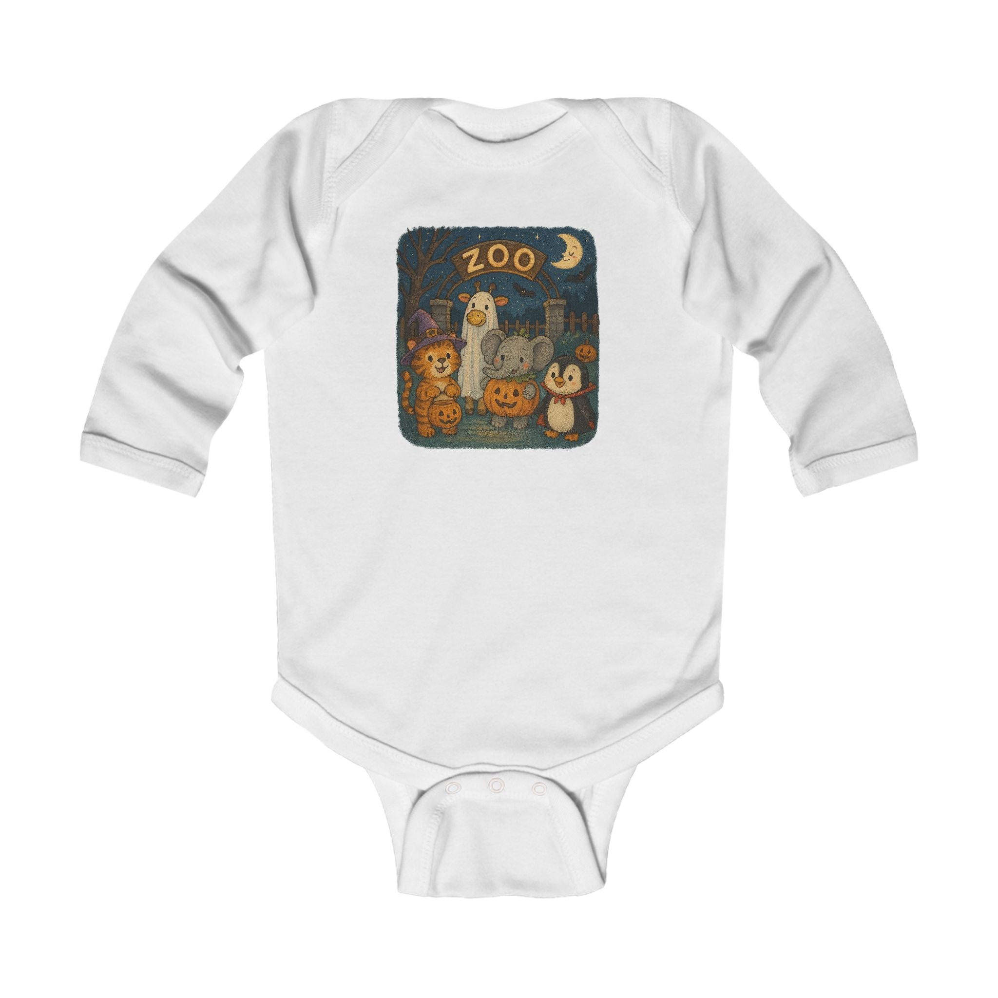 Zoo-Themed Infant Long Sleeve Bodysuit, Cute Newborn Halloween Outfit, Gifts for Baby Shower