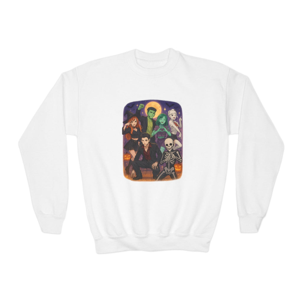 K Pop, Anime, Spooky Character Youth Sweatshirt - Halloween Gift, Crewneck Pullover, Cozy Fall Apparel, Unisex Design, Halloween Party Wear