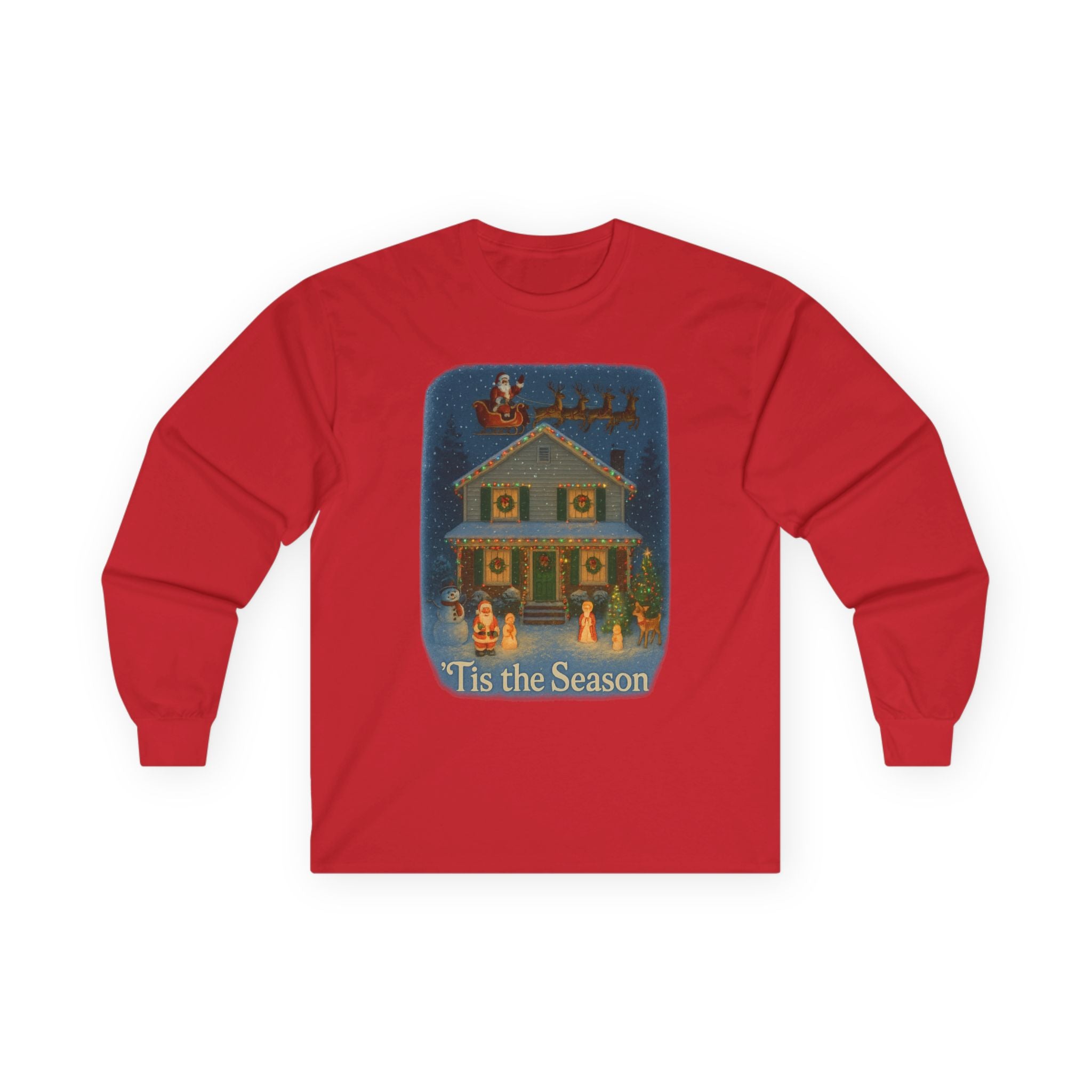Vintage Nostalgic Festive 'Tis the Season' Christmas decorations Long Sleeve Tee
