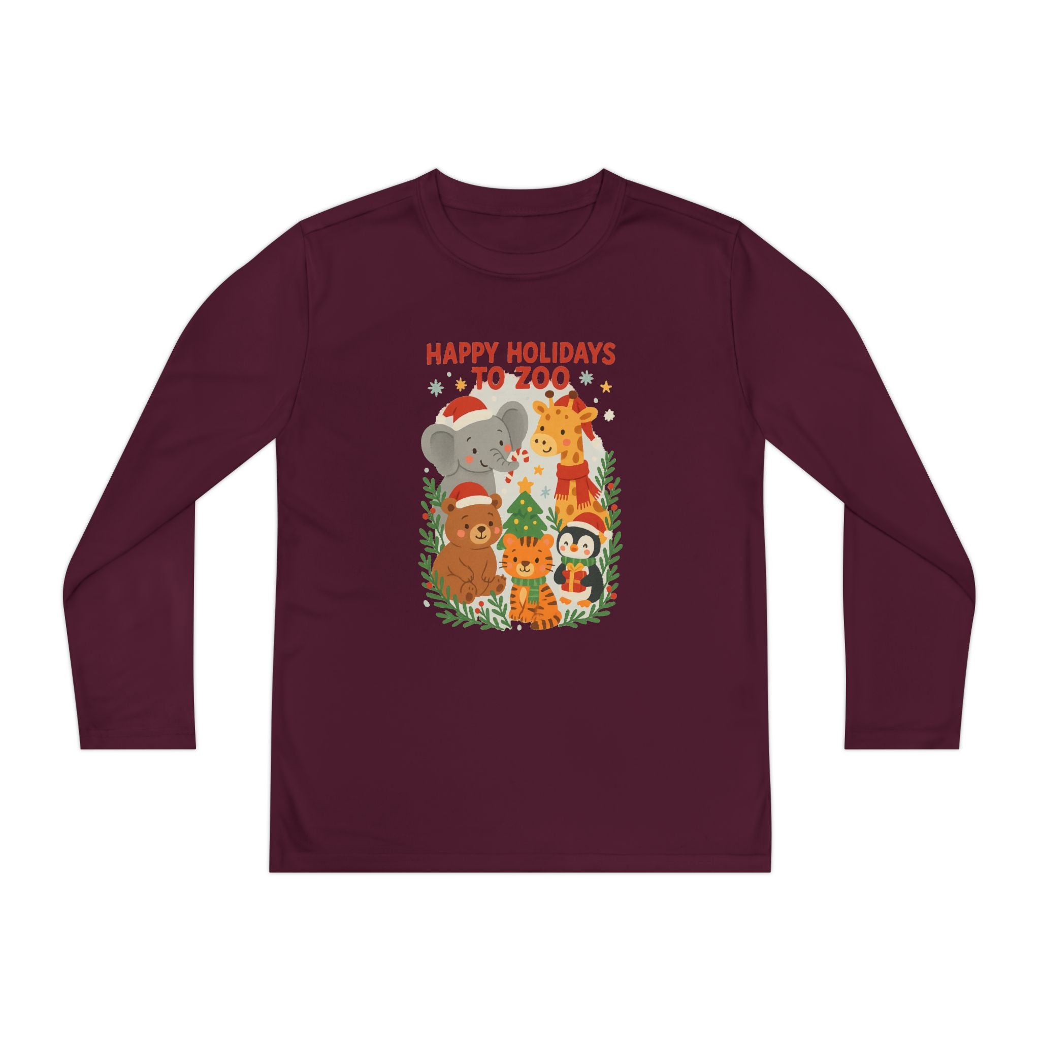 Happy Holidays to Zoo Kids Christmas Festive Animal Long Sleeve Tee