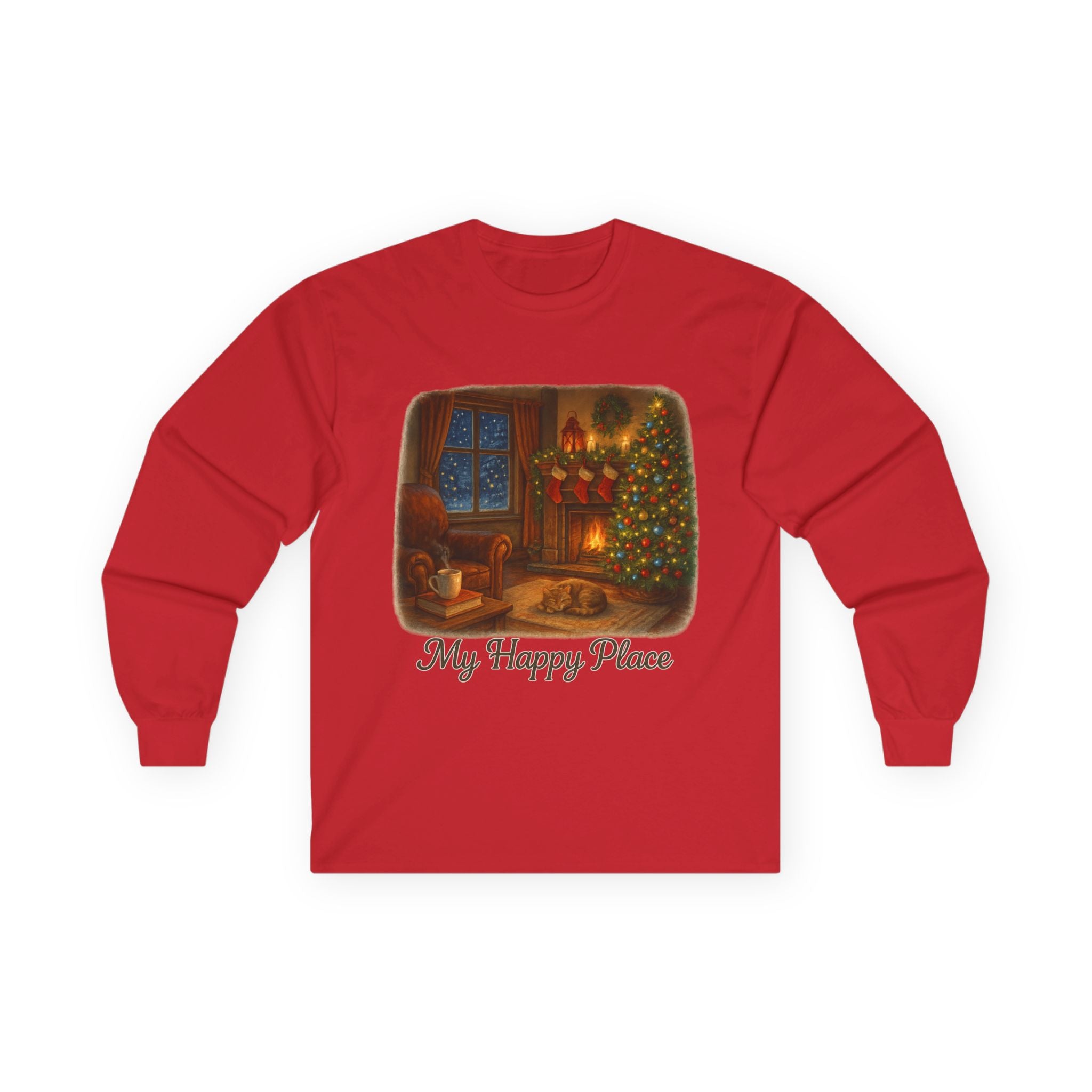 Christmas Living Room - 'My Happy Place' Holiday Long Sleeve Tee