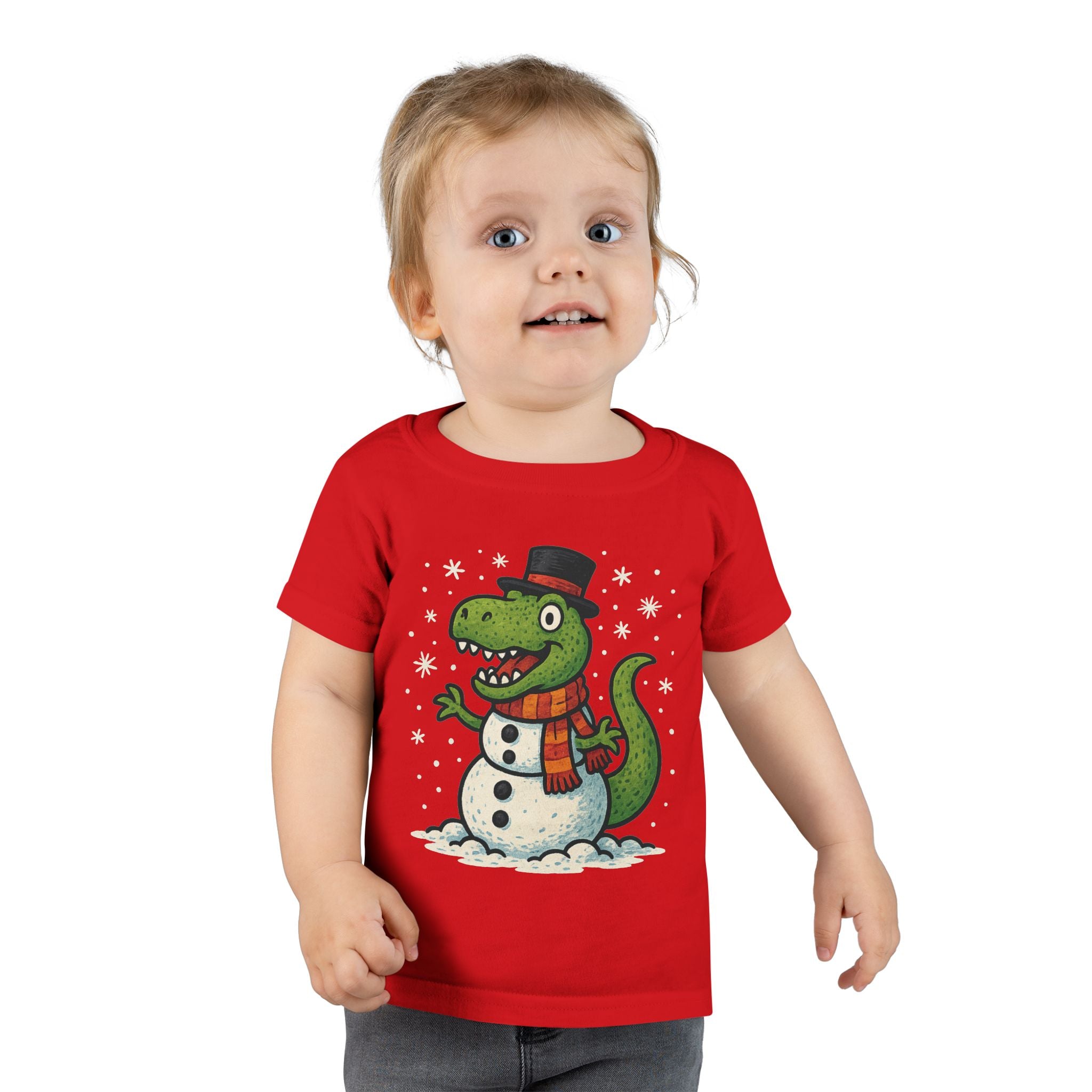 Toddler T-Shirt  T-Rex Dinosaur Snowman Holiday Tee