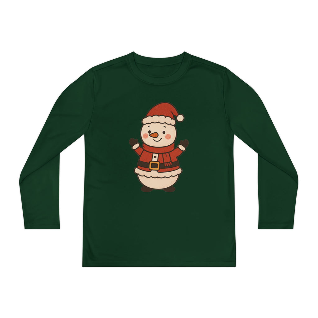 Kids Long-Sleeve Tee — Cute Santa Claus Snowman Christmas Shirt