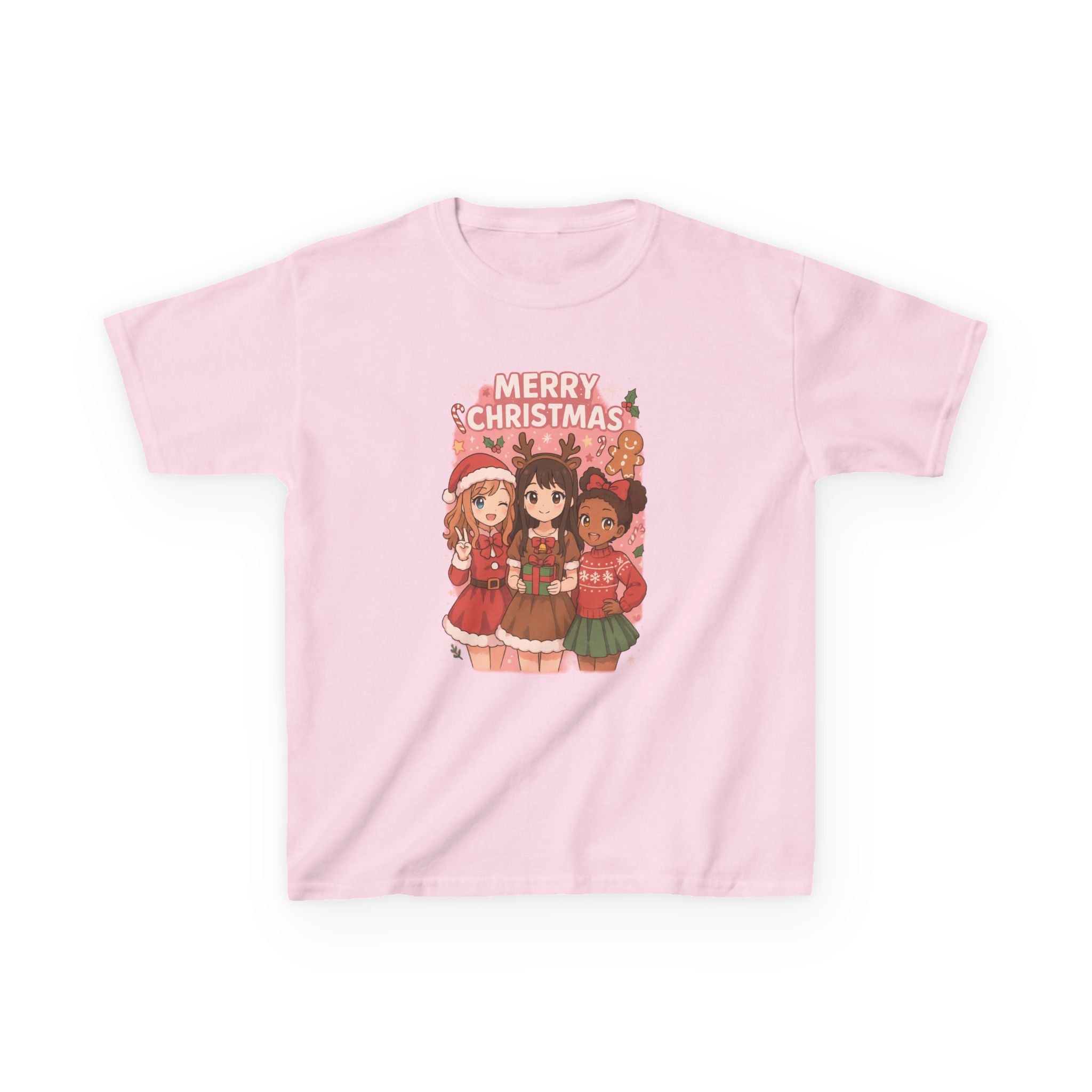 Anime Cartoon Girls "Merry Christmas" Holiday T-Shirt