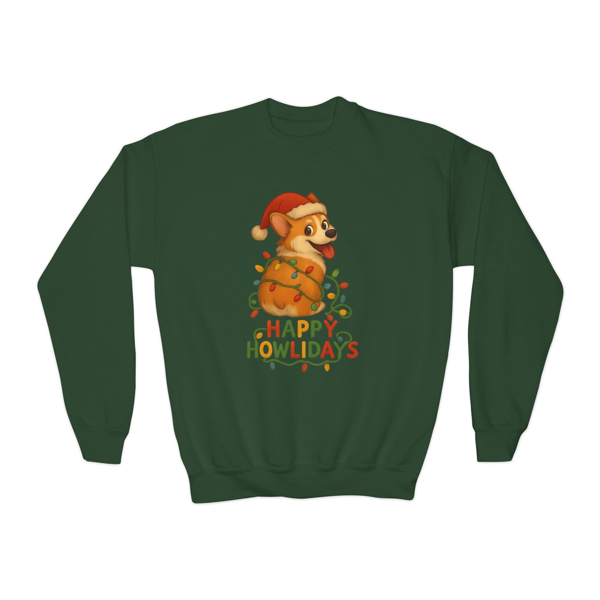 Happy Howlidays Corgi Christmas Holiday Kids Sweatshirt