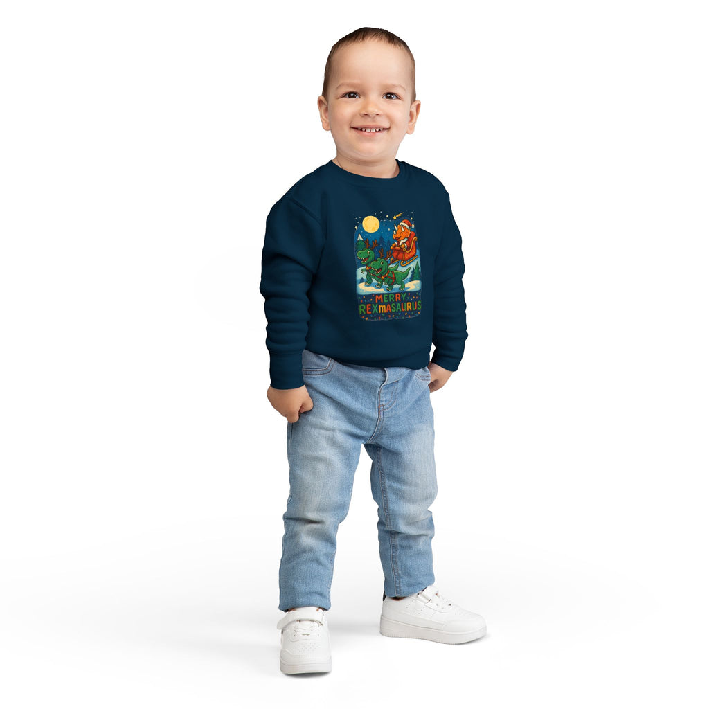 Merry Rexmasaurus Toddler Sweatshirt — Cute Santa T-Rex Holiday Sweatshirt
