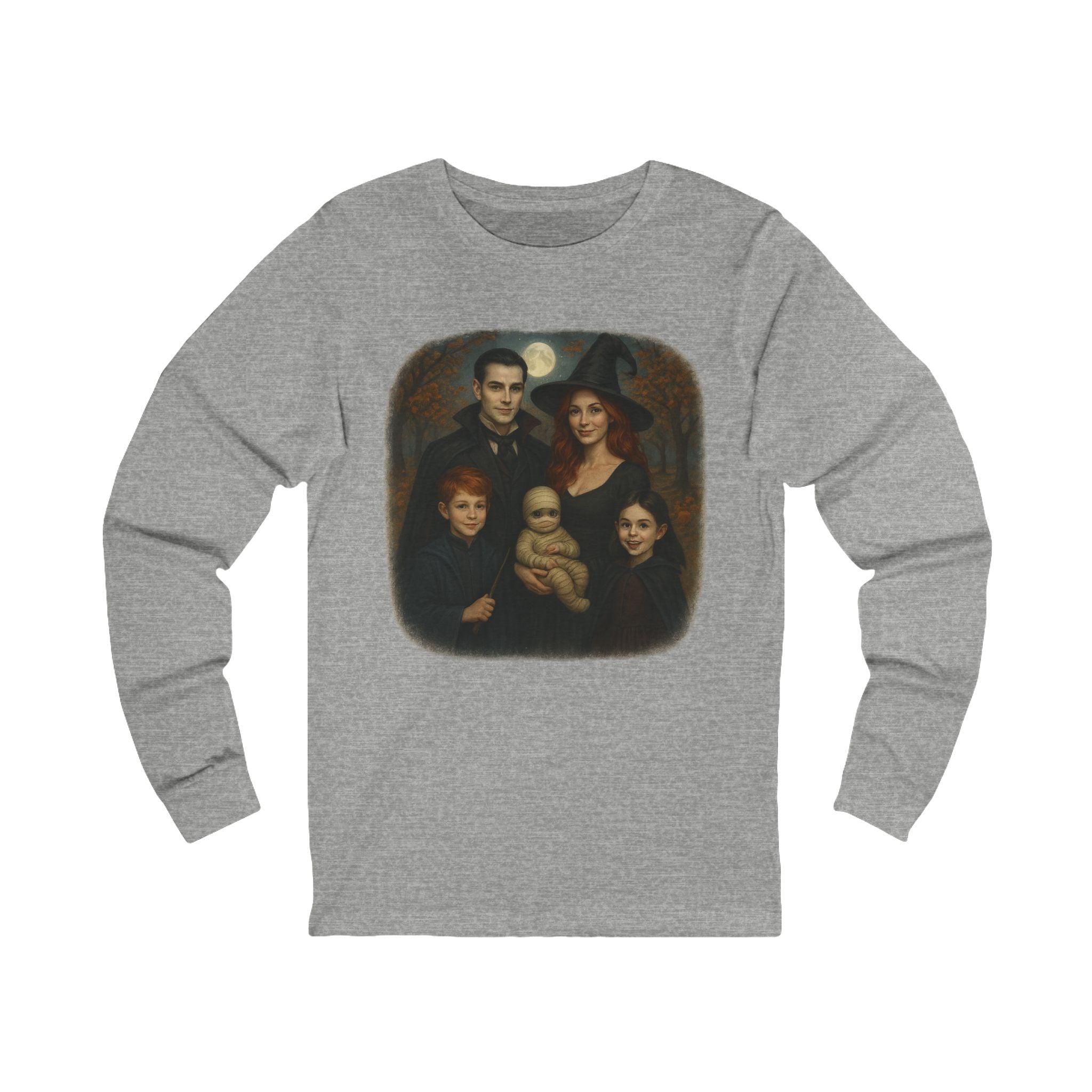 Halloween Characters Family Portrait Long Sleeve T-Shirt Spooky Vibes Photoshoot