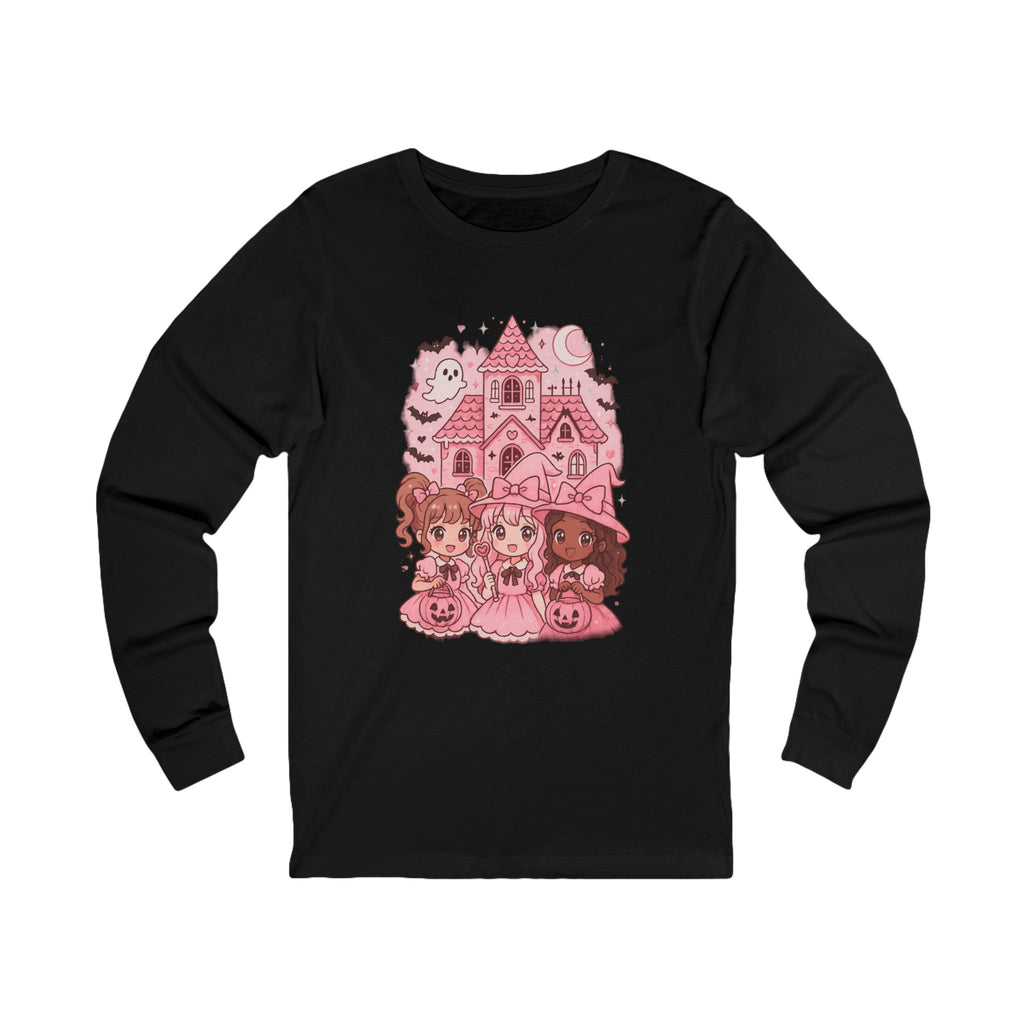 Anime Cartoon, Cute Halloween Girls Long Sleeve Tee, Fall Fashion, Spooky Season, Halloween Party, Gift for Her