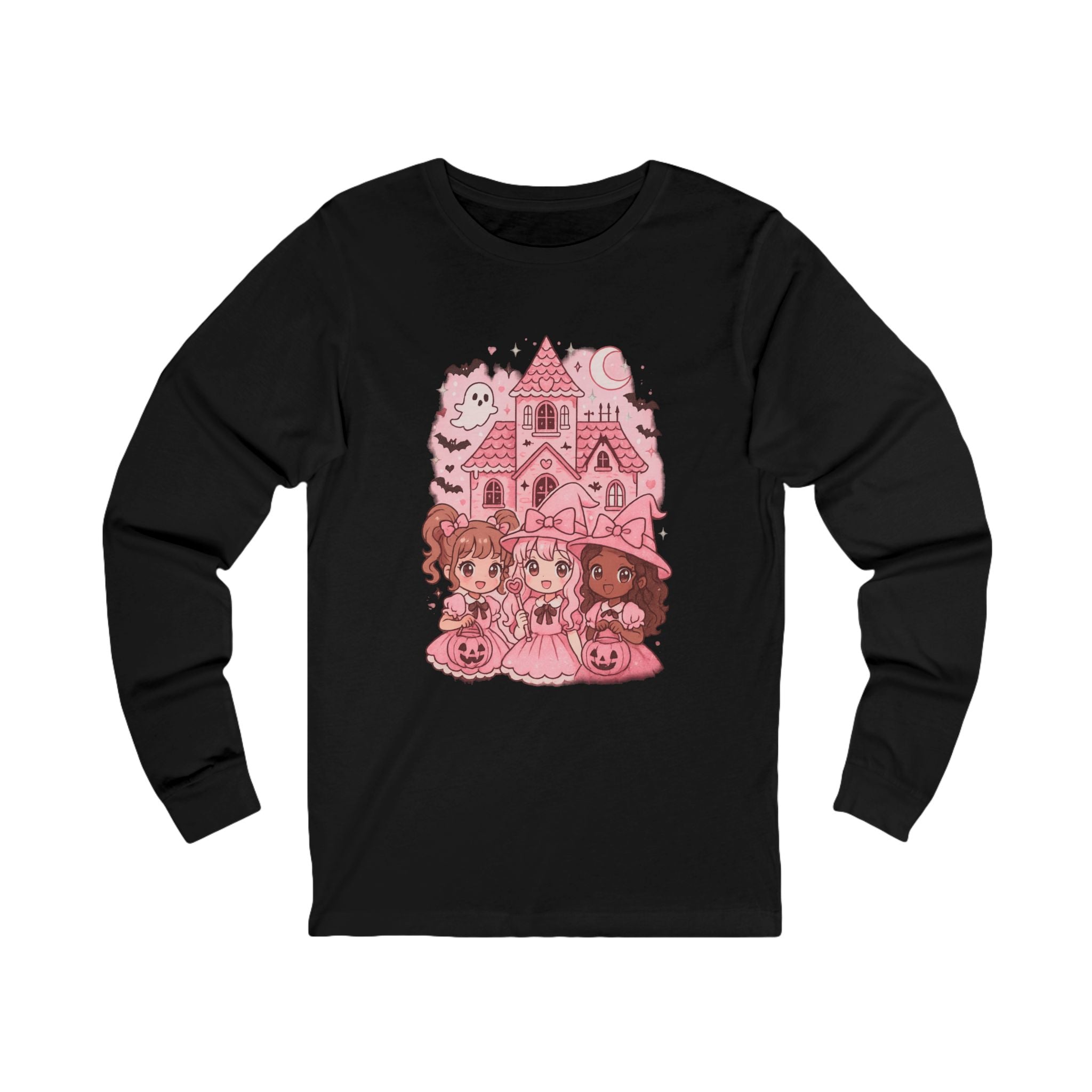 Anime Cartoon, Cute Halloween Girls Long Sleeve Tee, Fall Fashion, Spooky Season, Halloween Party, Gift for Her