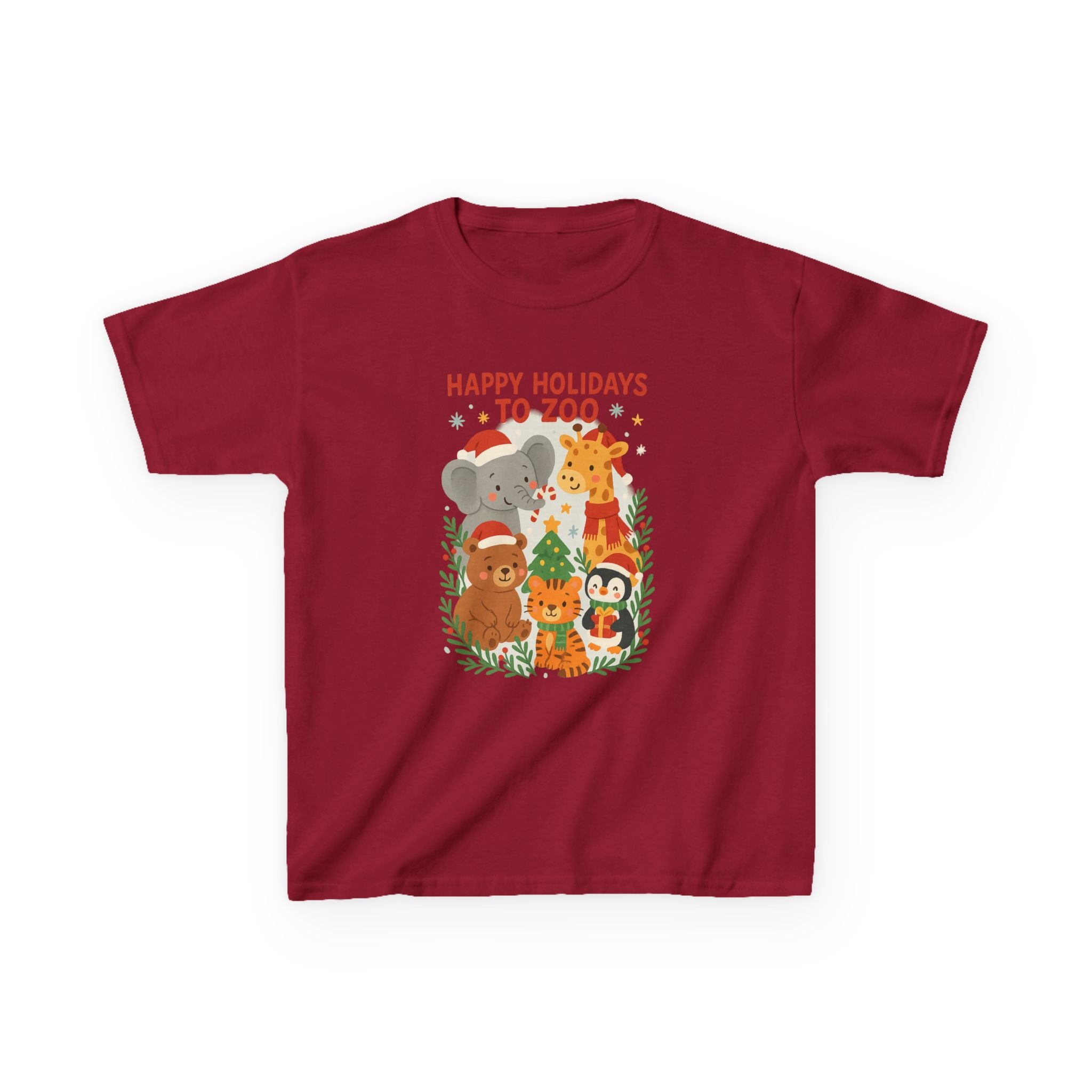 Happy Holidays Christmas Zoo Animals Kids T-Shirt