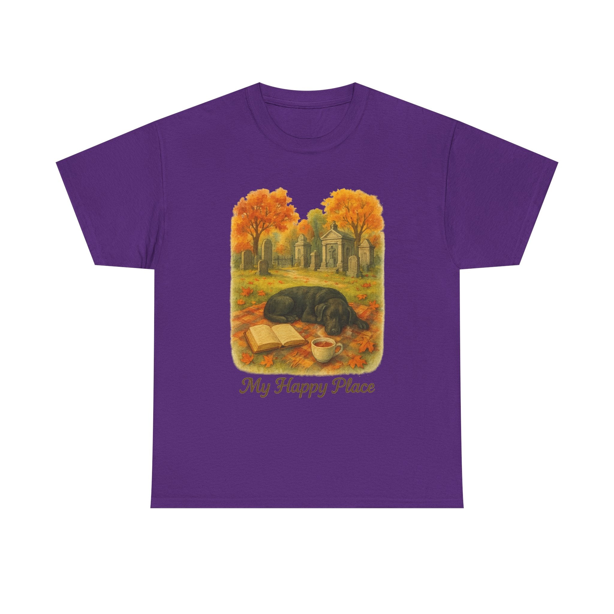 Autumn Serenity Tee, Cozy Cotton Shirt, Gift for Dog Lovers, Fall Apparel, Nature Vibes, My Happy Place t-shirt, Book Lovers