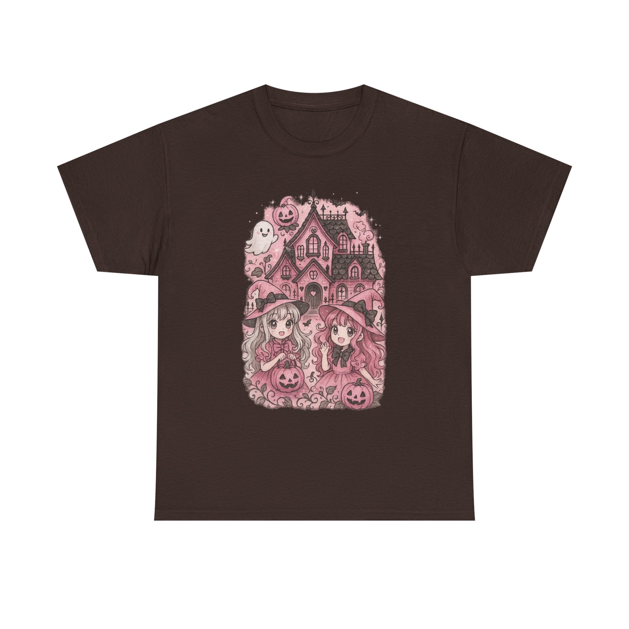 Anime Cartoon Halloween-Themed Unisex Heavy Cotton Tee, Spooky Shirt for Fall,