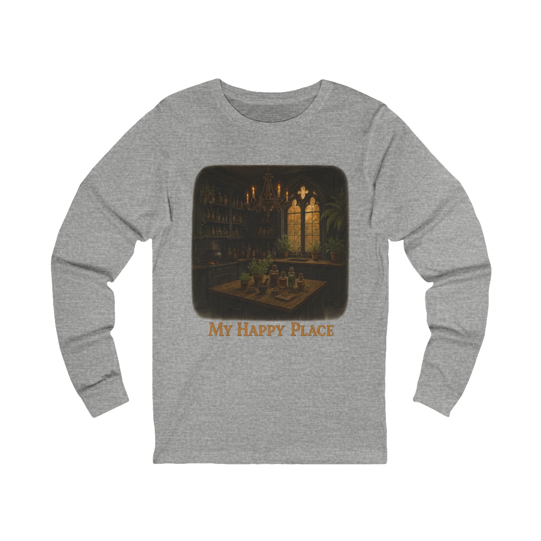 Cozy Unisex Long Sleeve Tee - 'My Happy Place' Shirt, Perfect Gift for Book Lovers, Relaxation Wear, Fall Fashion, Book Lovers