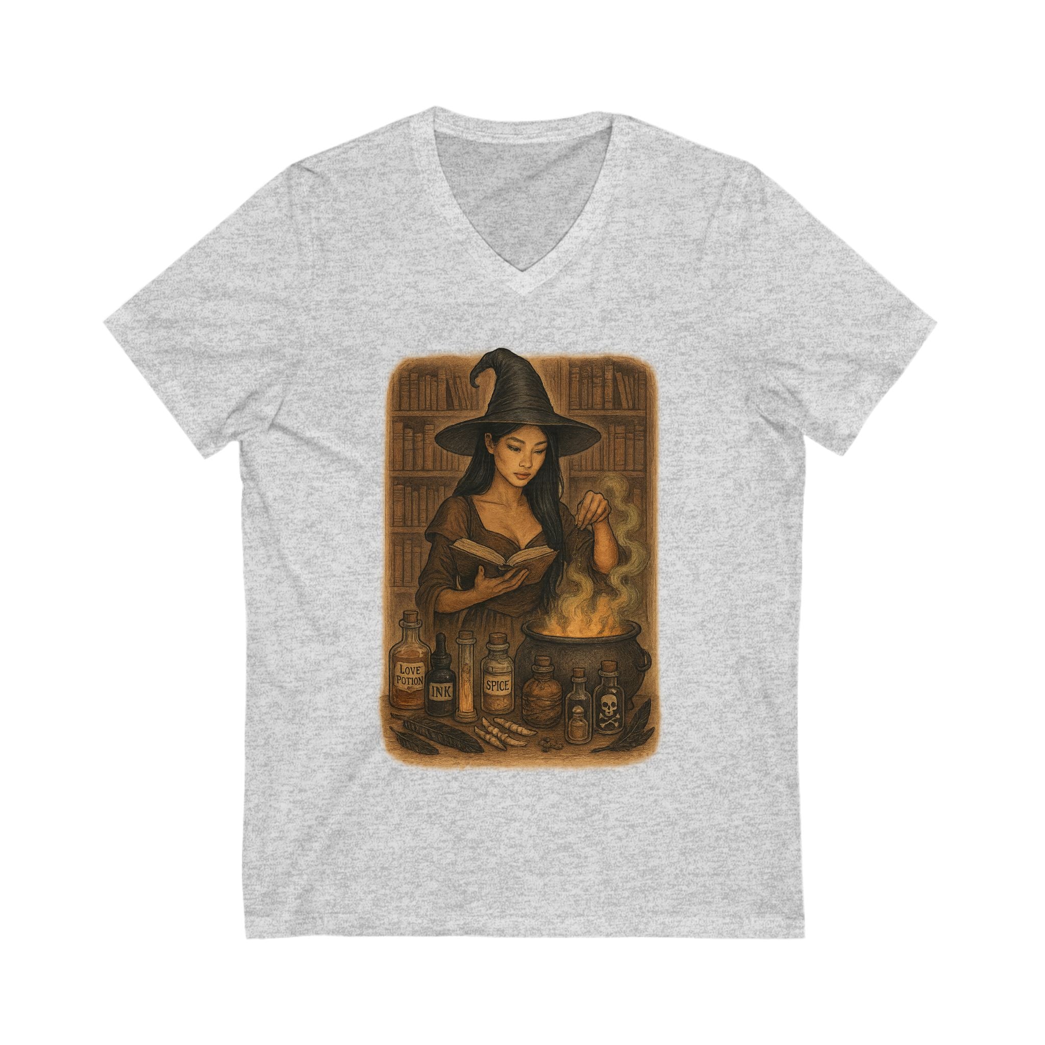 Witchy V-Neck Tee, Magical Shirt, Dark Romance Book, Halloween Outfit, Gift for Witches, Spellbinding Fashion