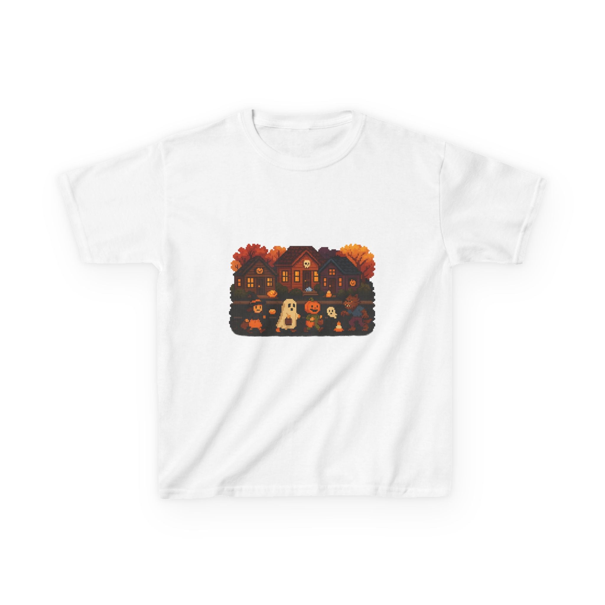 Halloween-Themed Kids Tee, Cute Spooky Ghost Shirt, Vintage Video Game, Trick-or-Treat Apparel T-Shirt