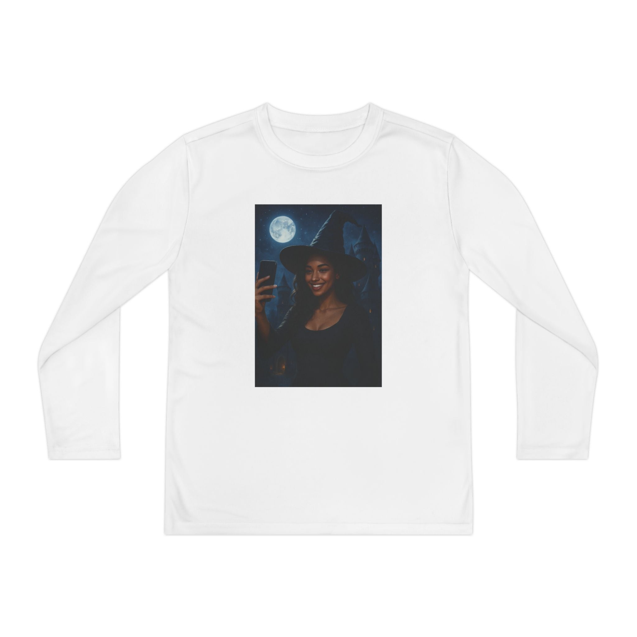 Influencer, Instagram Selfie Witch, Moonlight Witch Youth Long Sleeve Tee, Halloween Shirt
