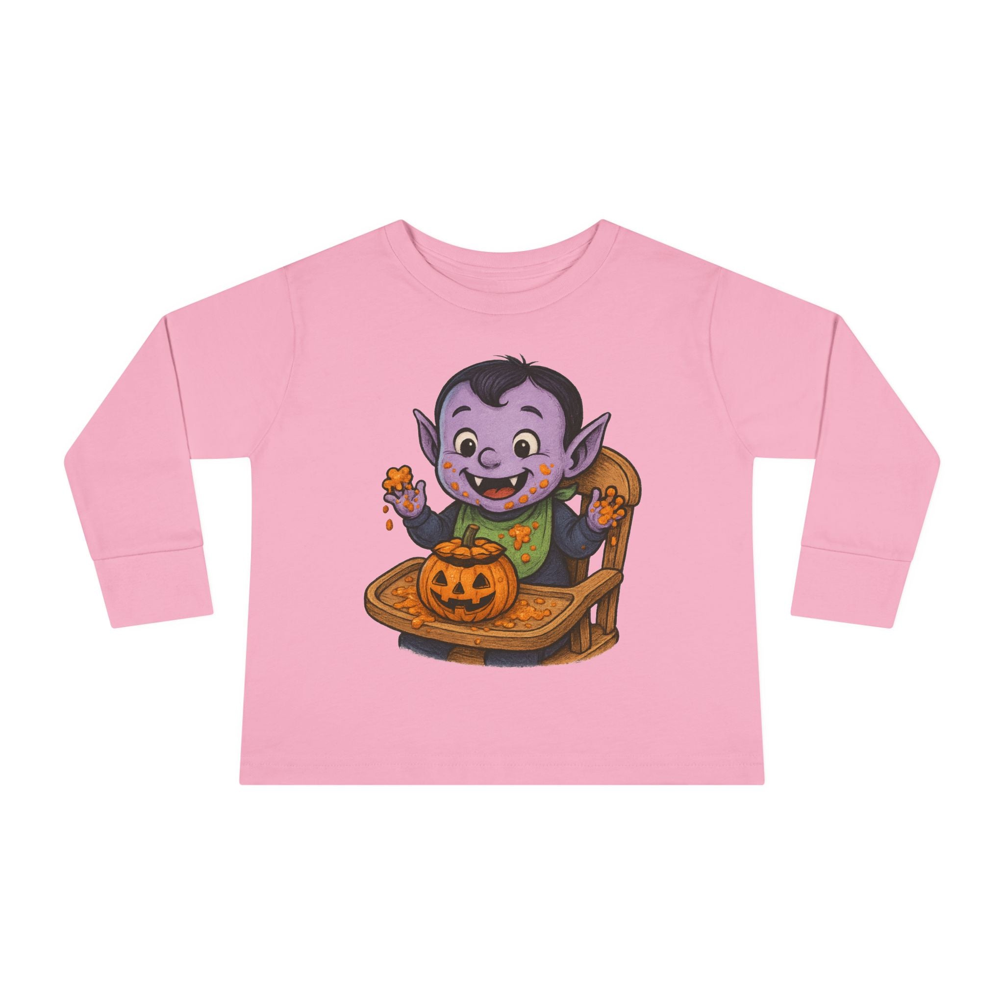 Toddler Halloween Long Sleeve Tee, Cute Vampire Design, Spooky Season Apparel, Kids Fall Clothing