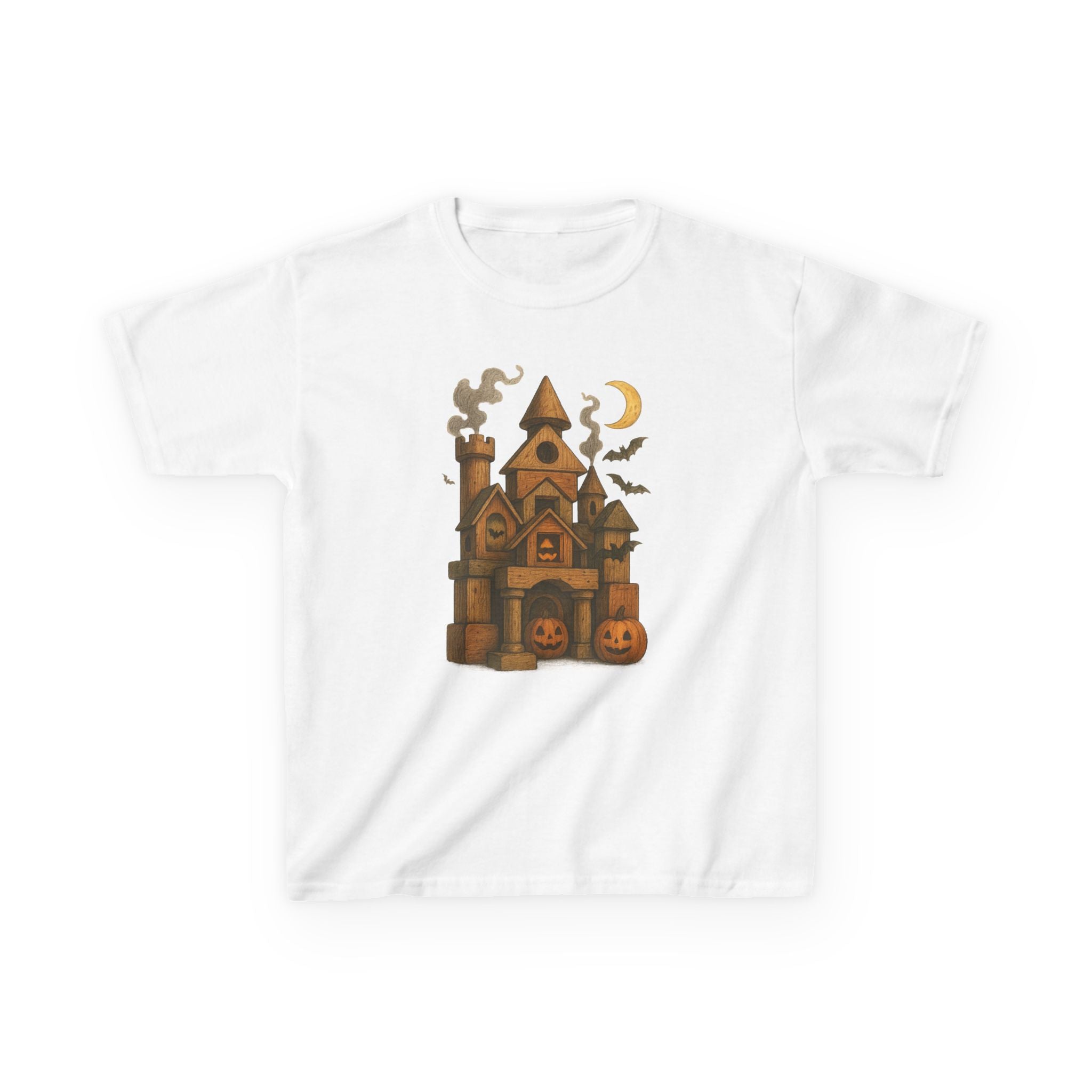 Spooky Wood Block Castle Kids Tee | Halloween T-Shirt, Fun Kids Clothes